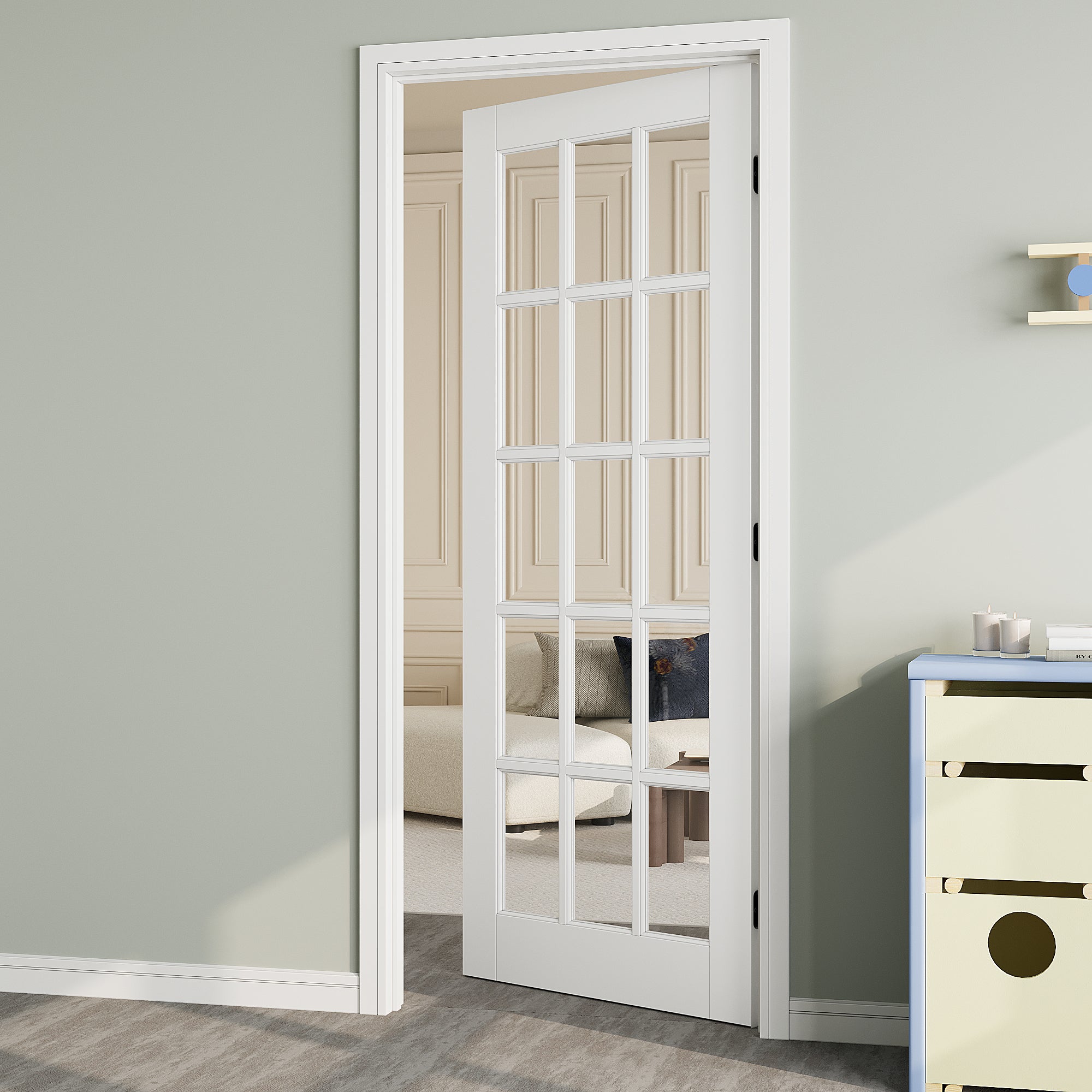 Ark Design 15-Lite Clear Glass Door Slab Prefinished & Paintable Surface, with/without Prehung Kit, White