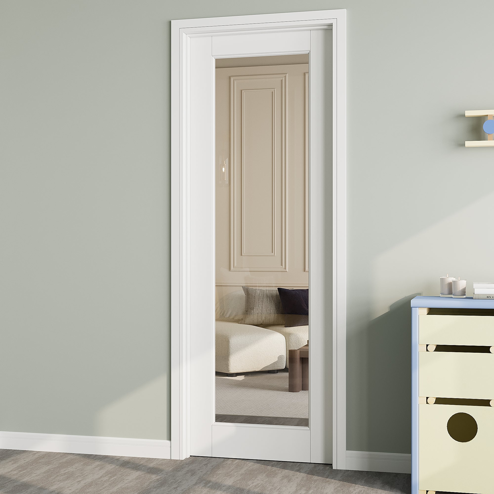 Ark Design 1-Lite Clear Glass Door Slab with/without Prehung Kit, White