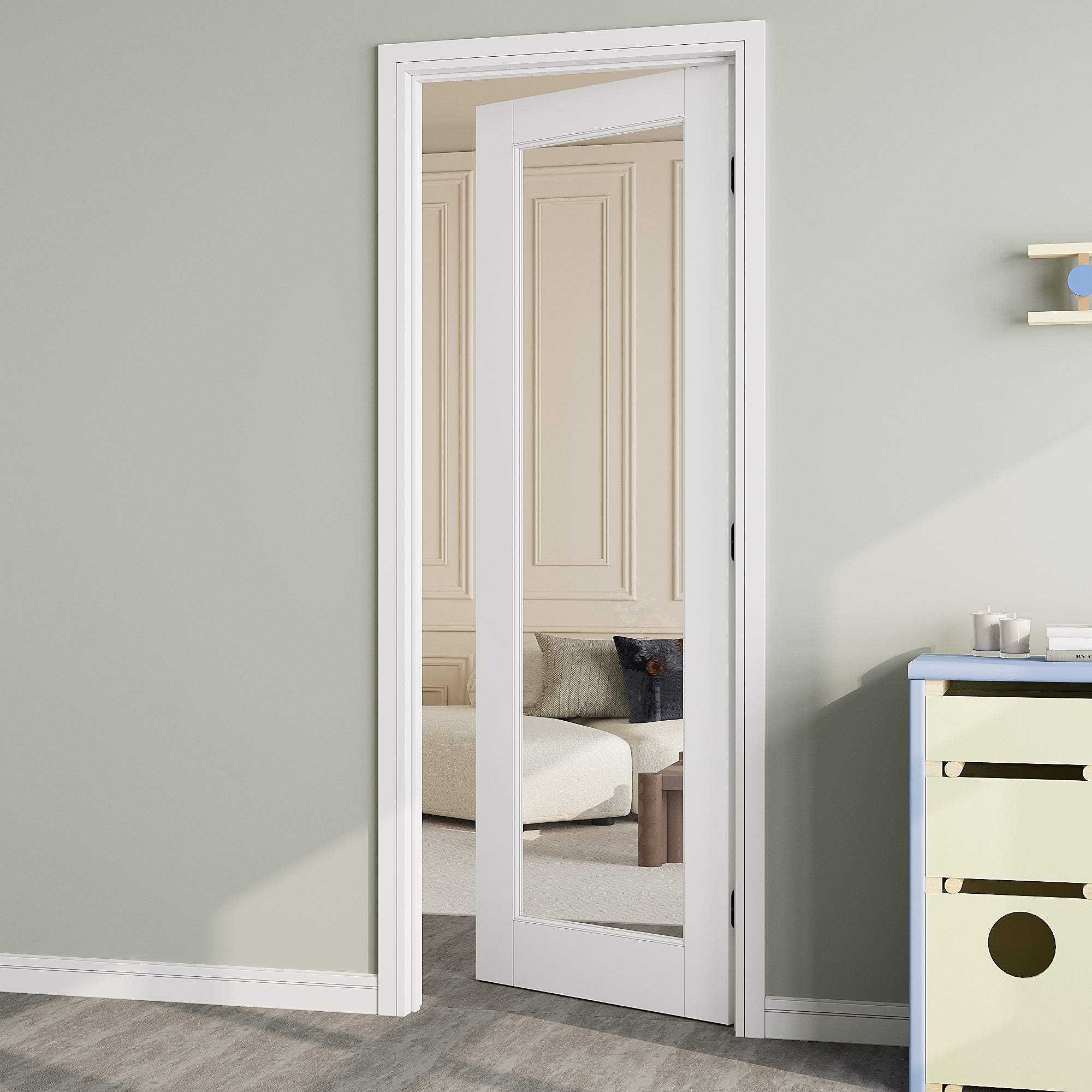 Ark Design 1-Lite Clear Glass Door Slab with/without Prehung Kit, White