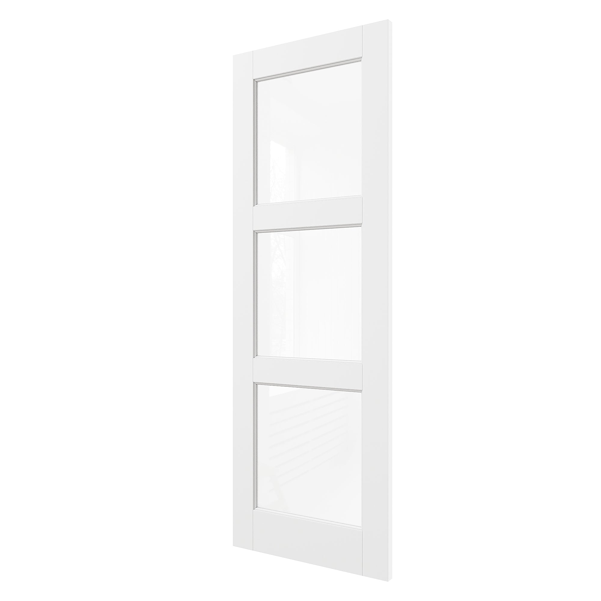 Ark Design 3-Lite Clear Glass Door Slab Prefinished & Paintable Surface, with/without Prehung Kit, White