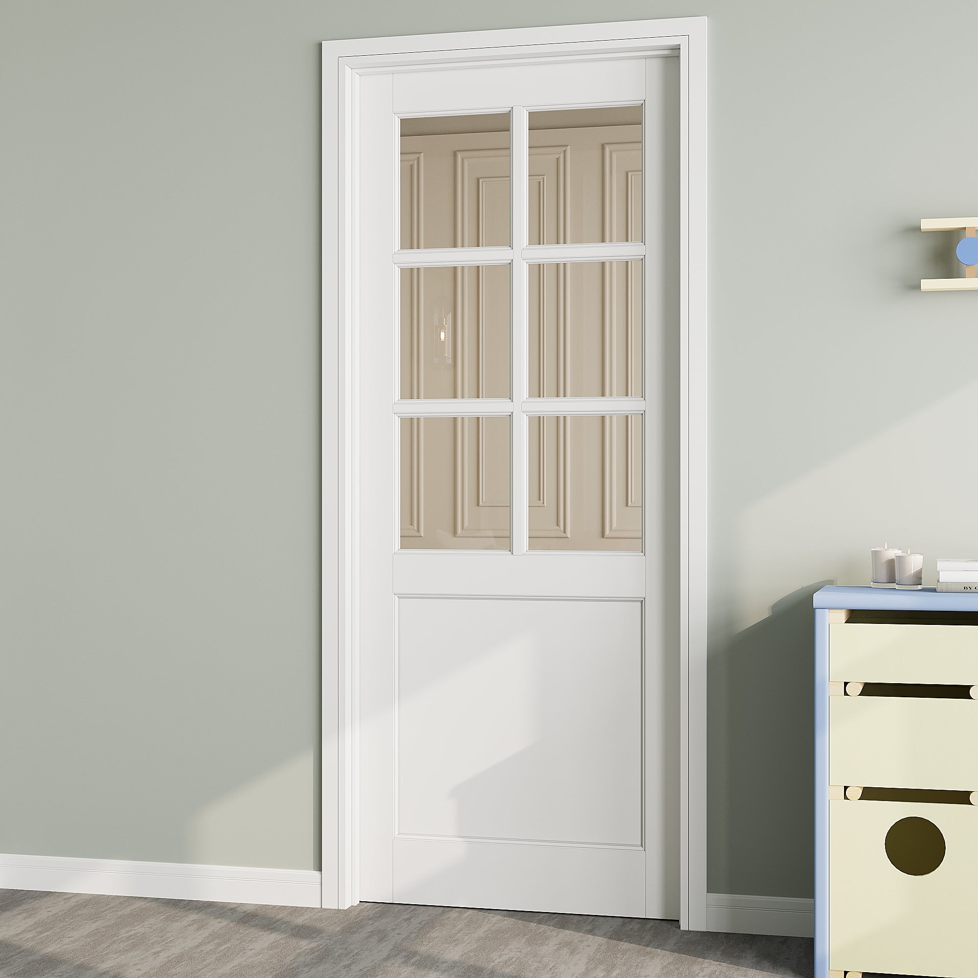 Ark Design 6-Lite Clear Glass Door Slab with/without Prehung Kit, White