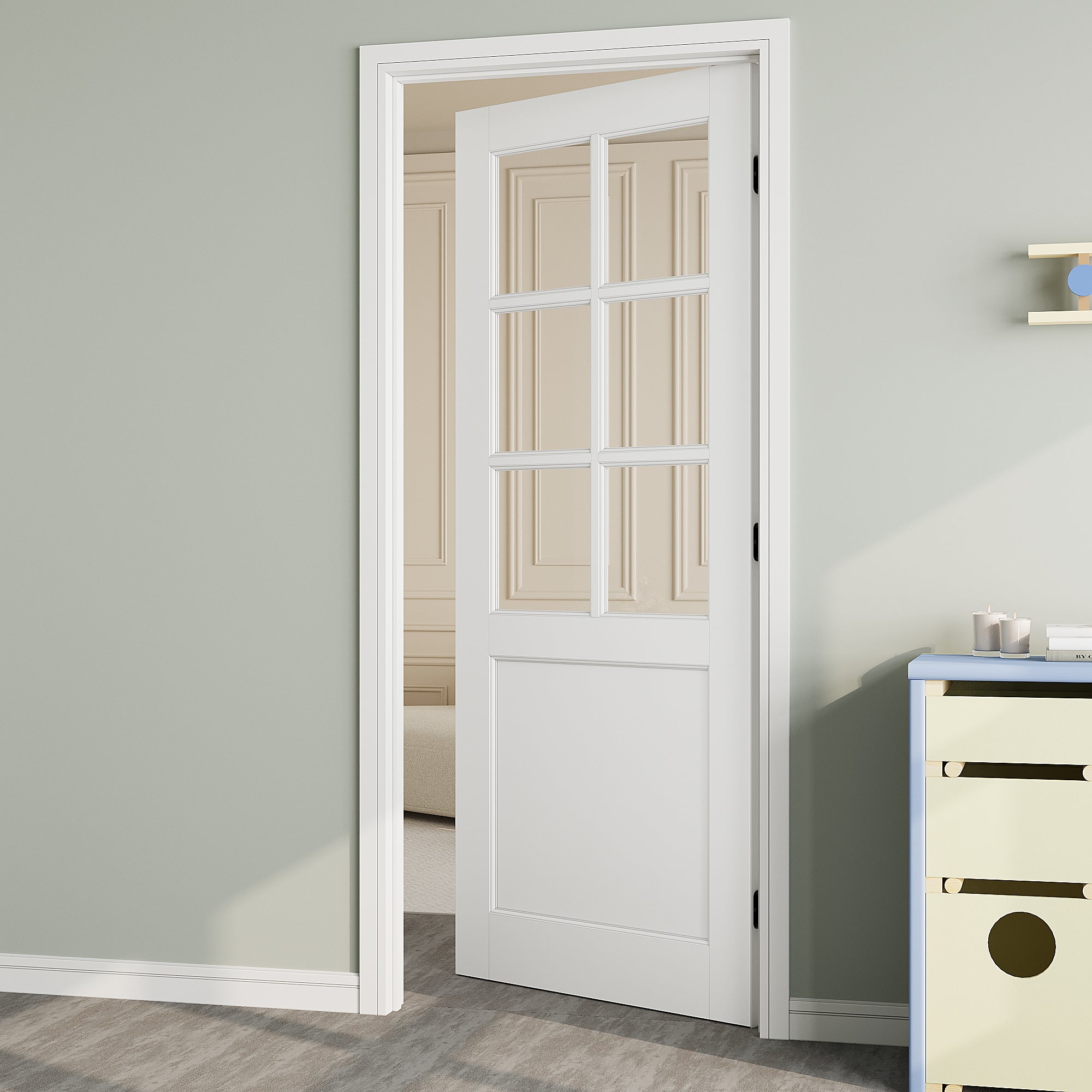 Ark Design 6-Lite Clear Glass Door Slab with/without Prehung Kit, White