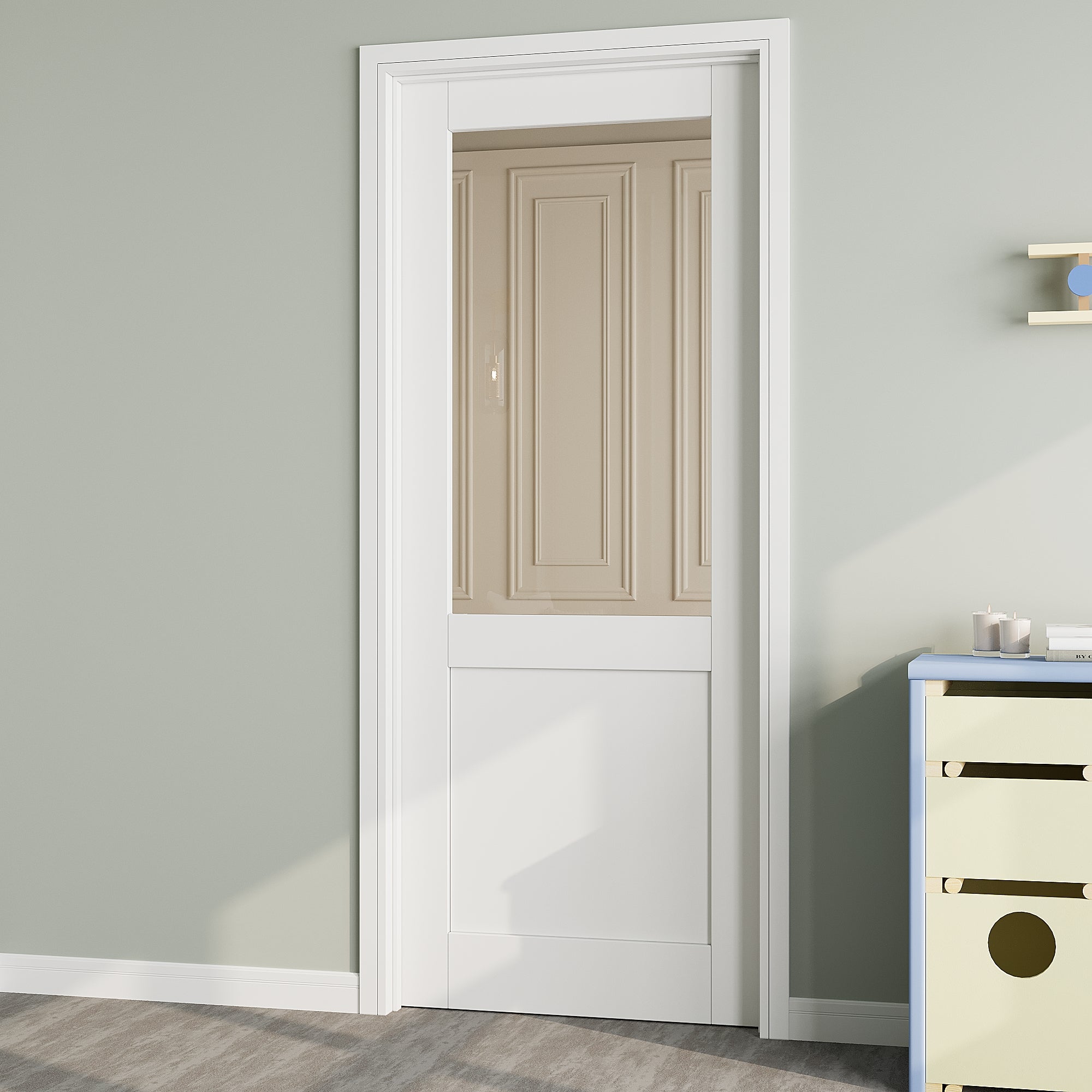 Ark Design Half Lite Clear Glass Door Slab with/without Prehung Kit, White