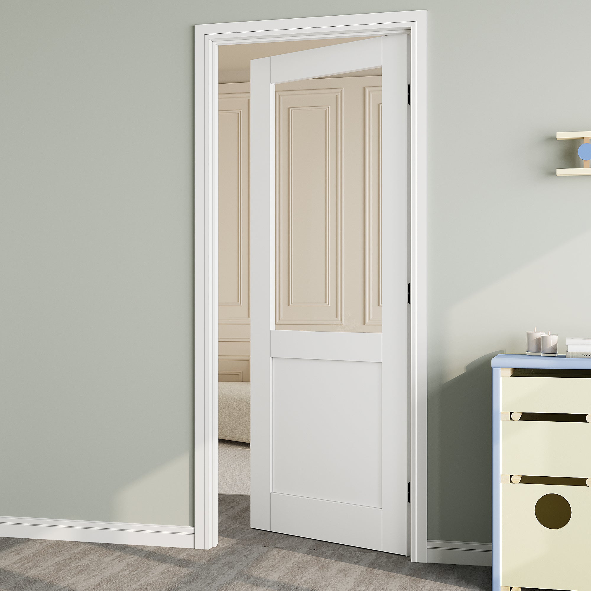 Ark Design Half Lite Clear Glass Door Slab with/without Prehung Kit, White