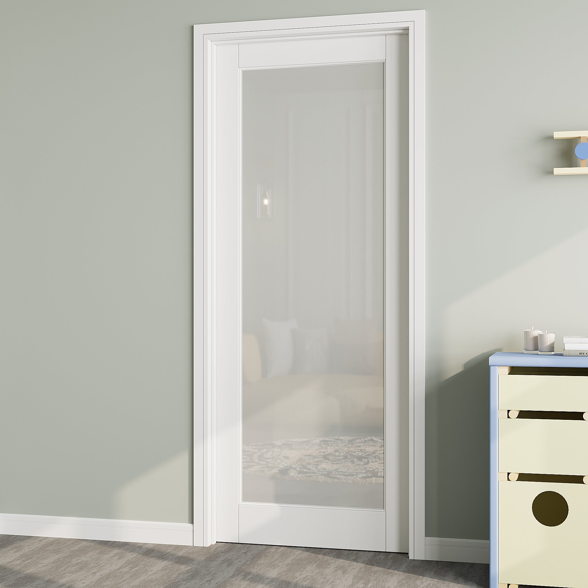 Ark Design Frosted Glass Door Slab with/without Prehung Kit, White