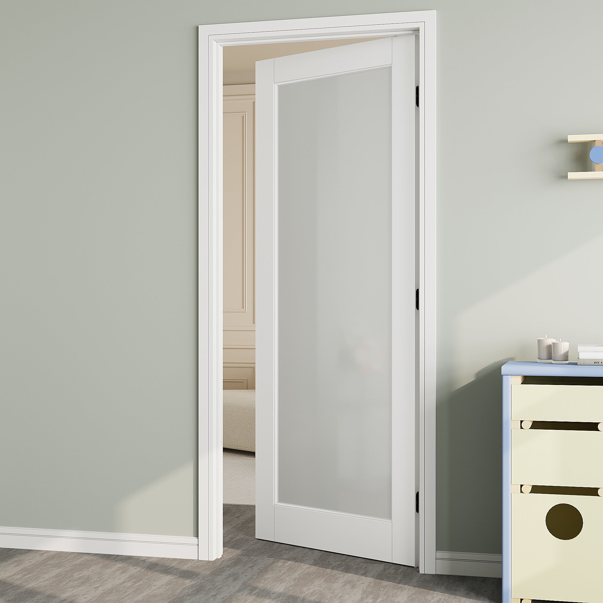 Ark Design Frosted Glass Door Slab with/without Prehung Kit, White