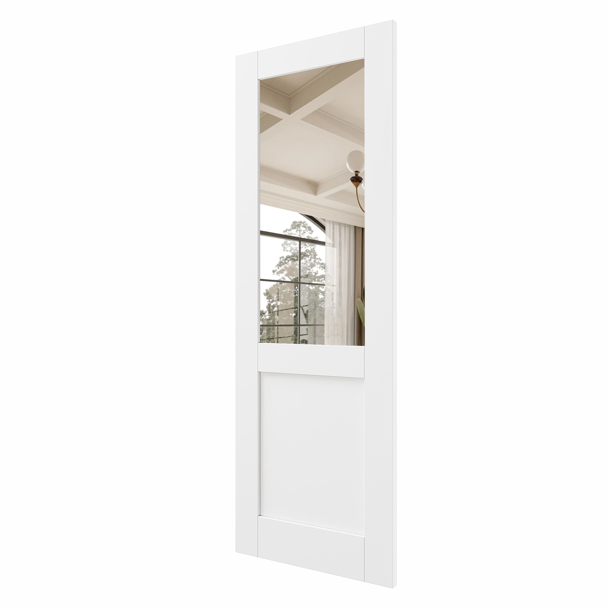 Ark Design Half-Lite Mirror Door Slab with/without Prehung Kit, White