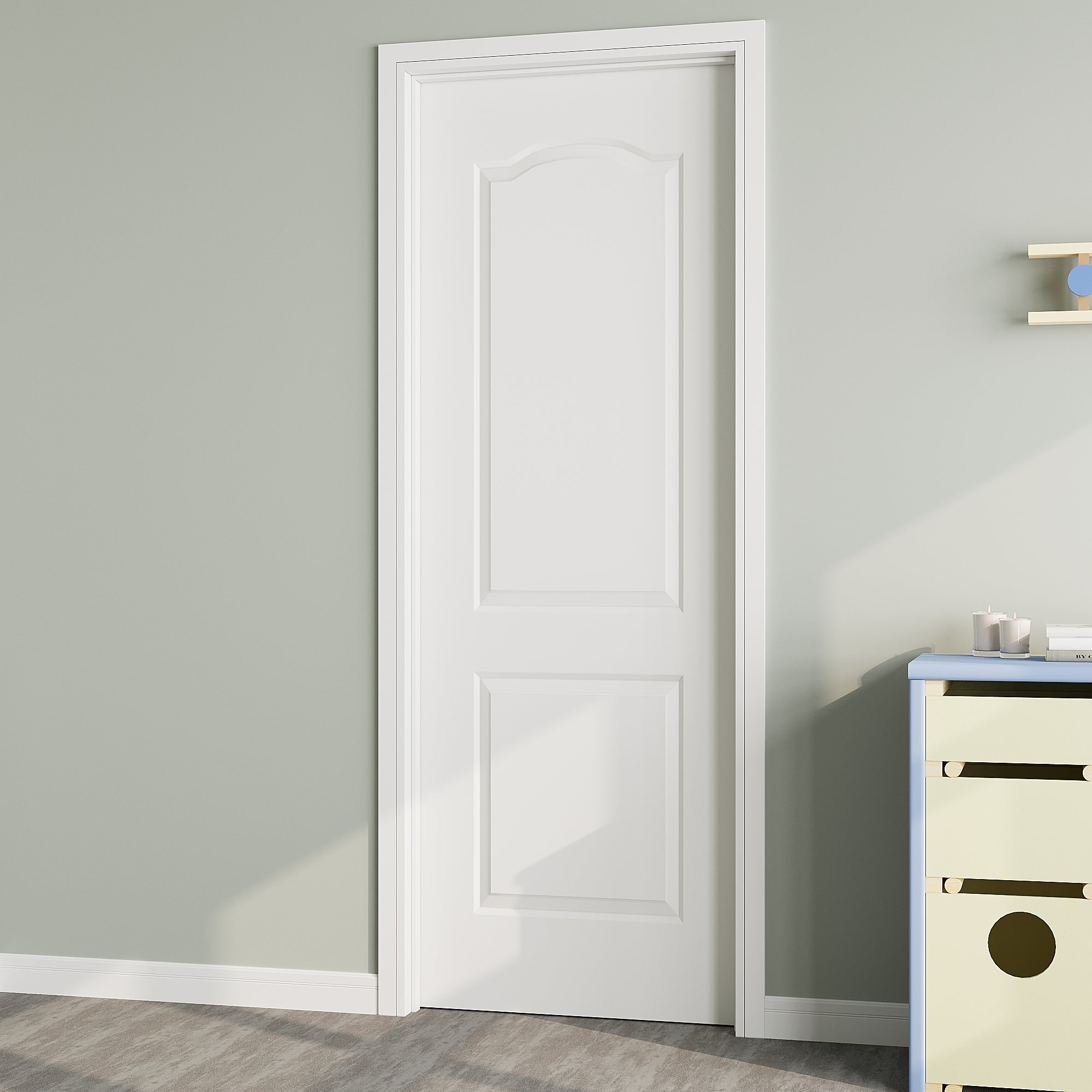 Ark Design Arch Top 2-Lite Panel Molded Door Slab with/without Prehung Kit, White