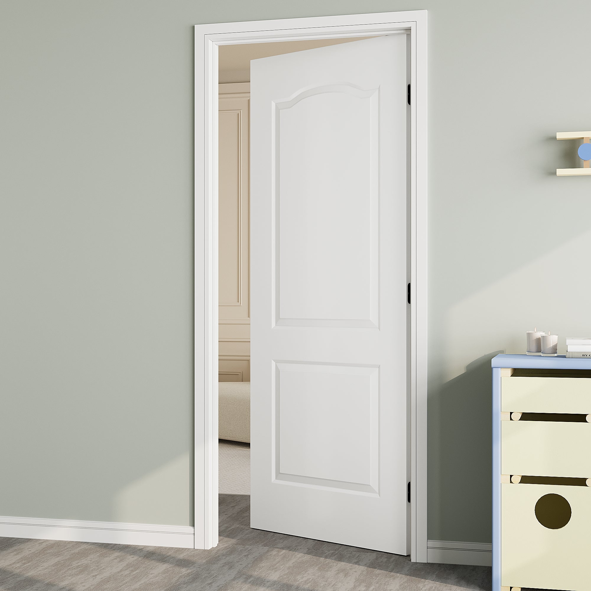 Ark Design 2-Lite Panel Molded Door Slab with/without Prehung Kit, White