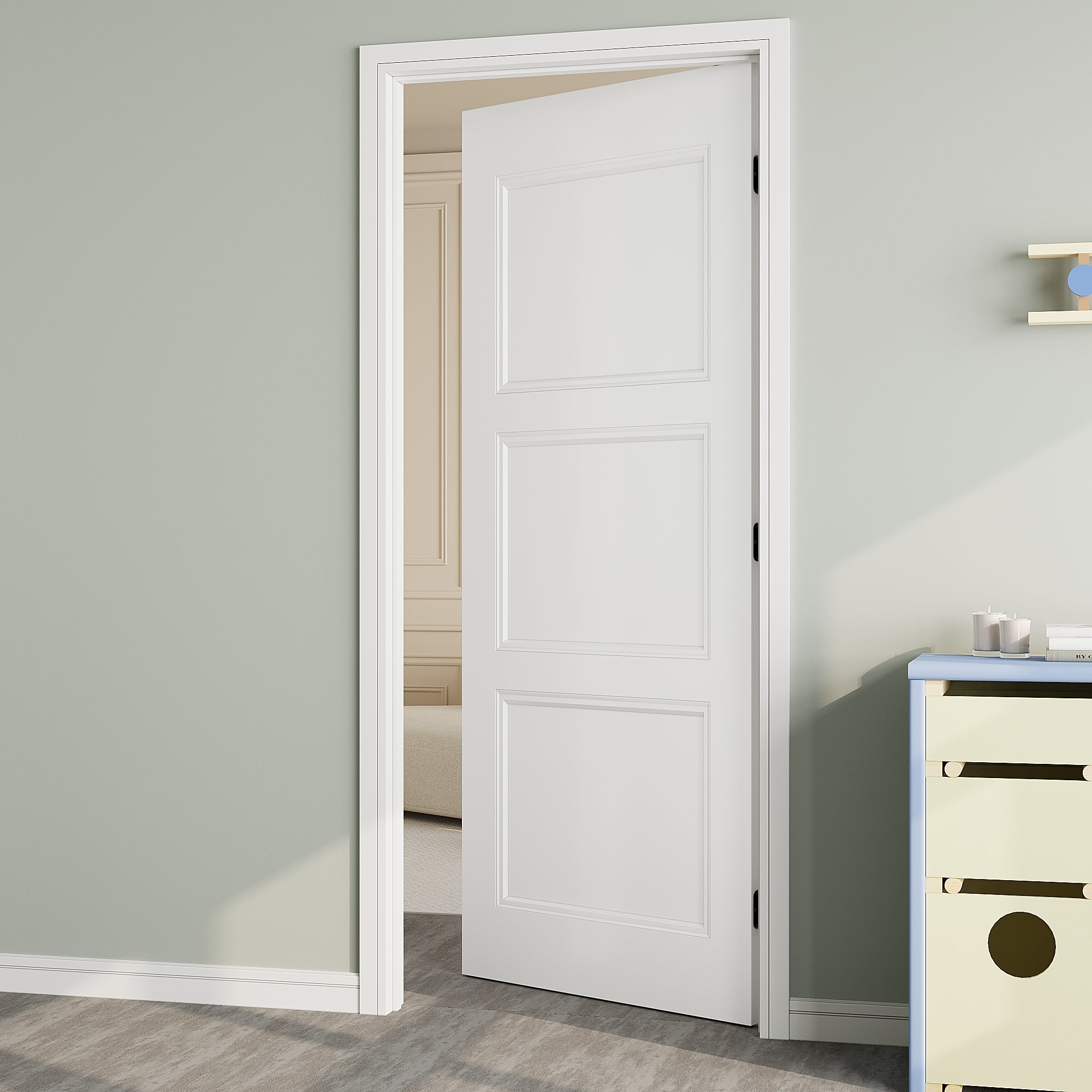 Ark Design 3-Lite Panel Molded Door Slab with/without Prehung Kit, White