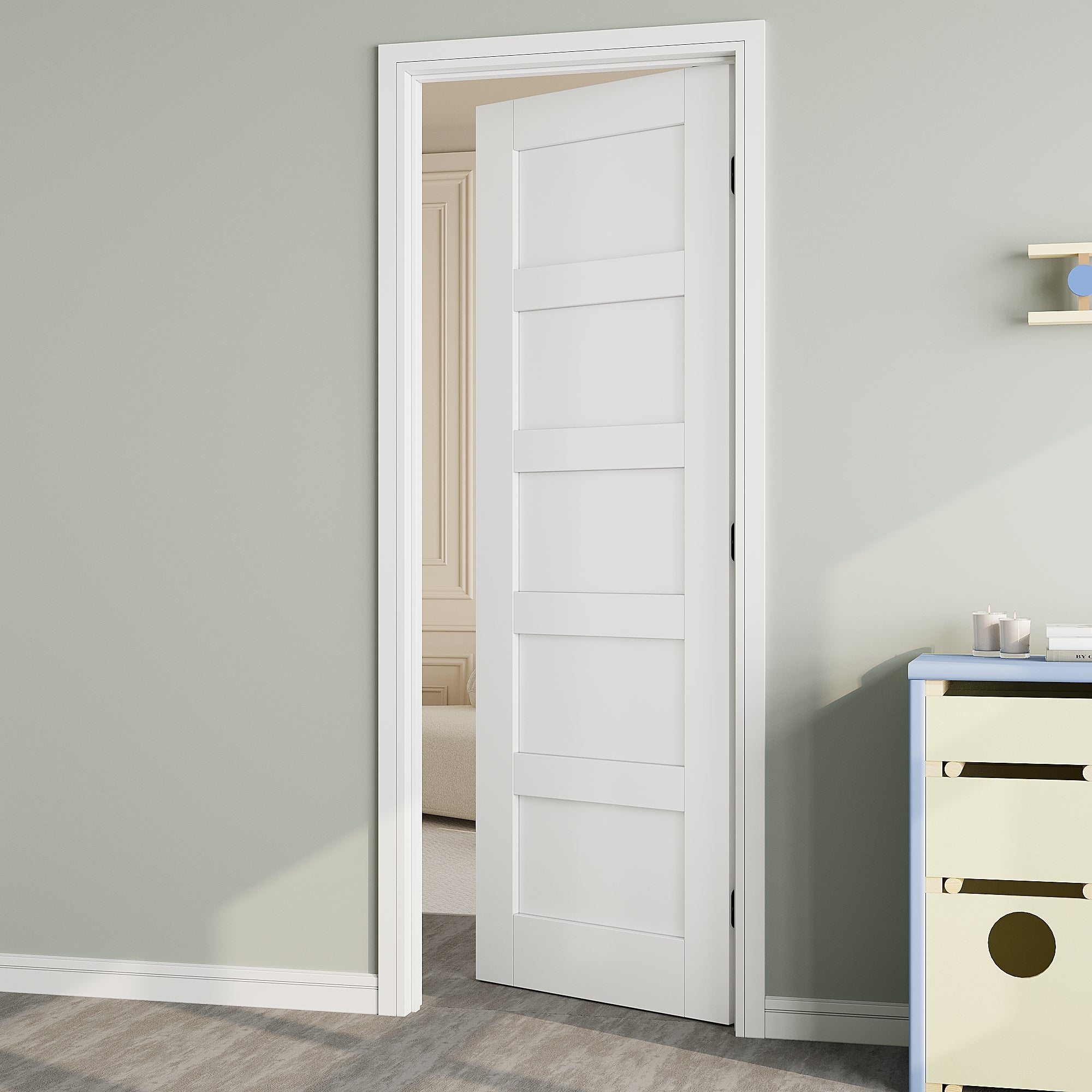 Ark Design 5-Lite Panel Door Slab with/without Prehung Kit, White