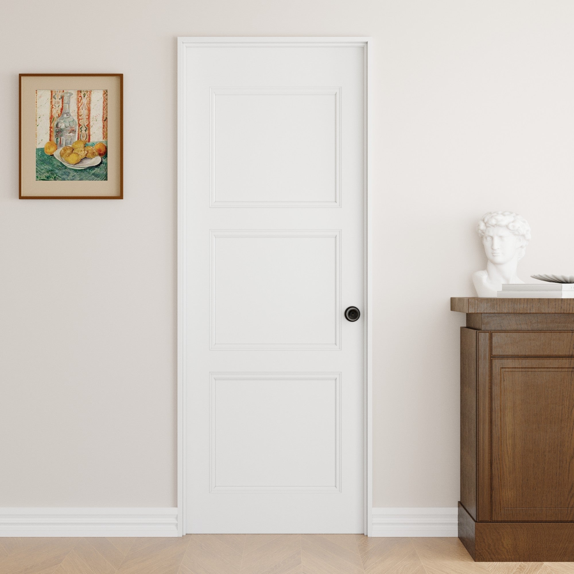 Ark Design 3-Lite Panel Door Slab with Prehung Kit, Right / Left Handed, White