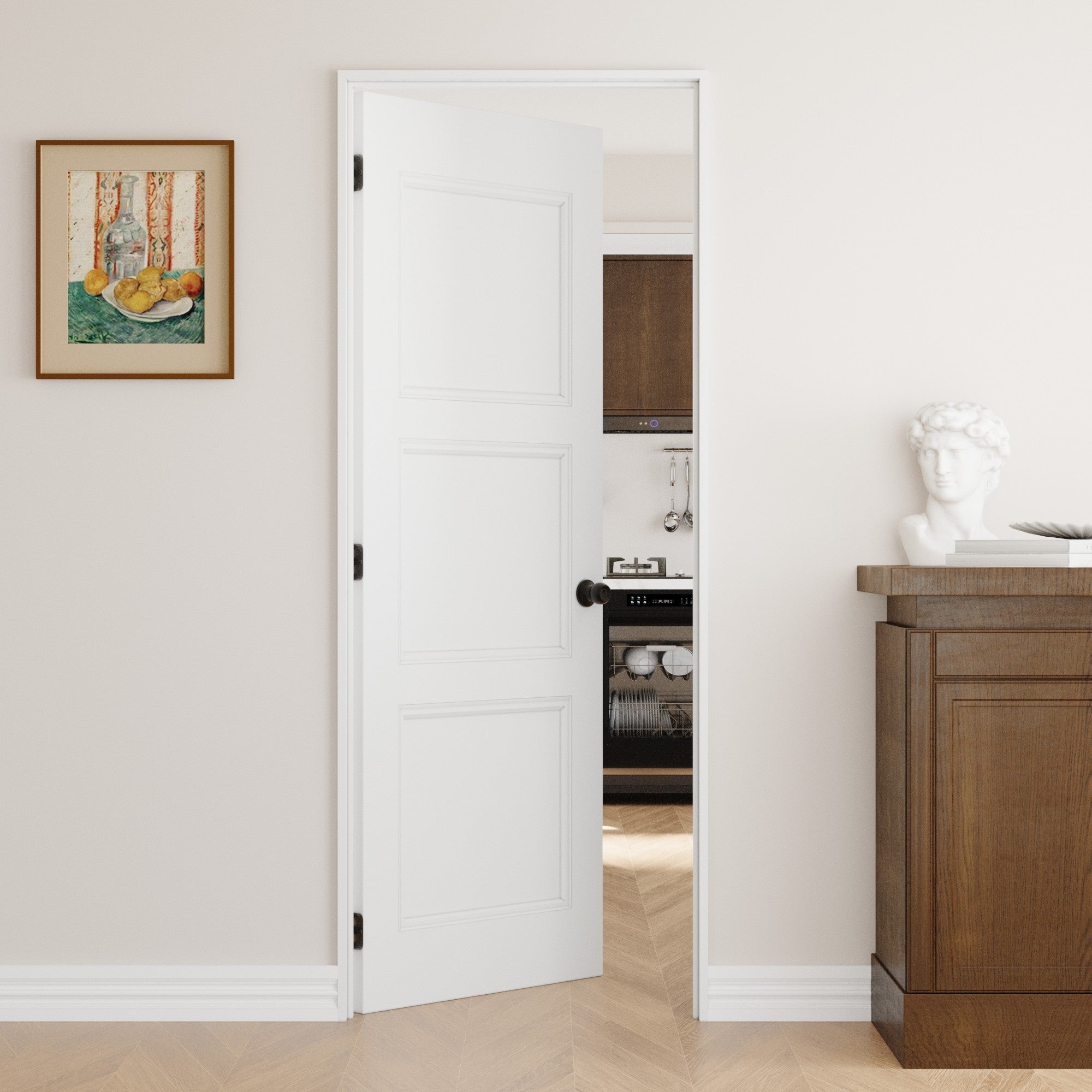 Ark Design 3-Lite Panel Door Slab with Prehung Kit, Right / Left Handed, White