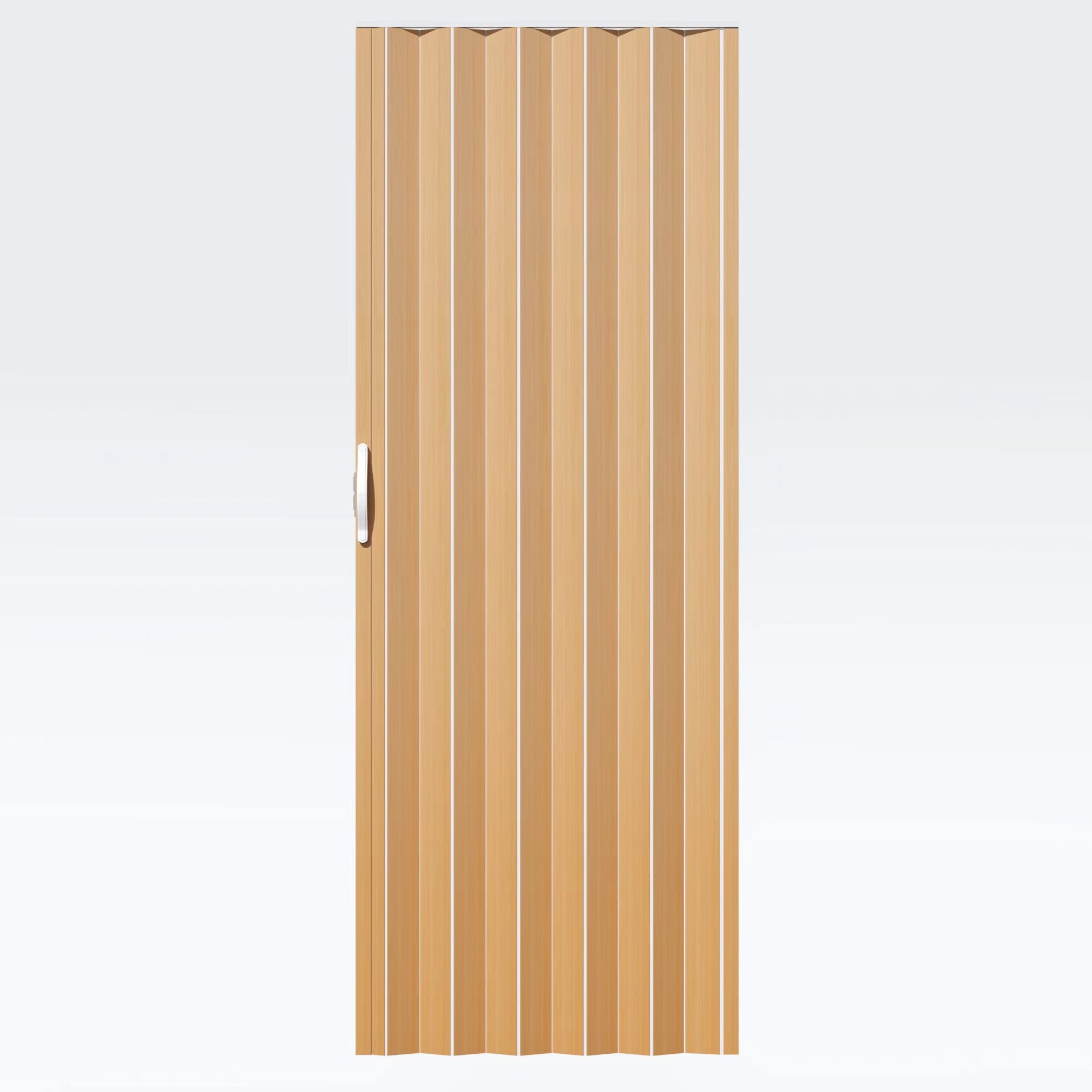 Ark Design Upgrade Dual Layer Trimmable Oak Vinyl Accordion Door with Handles and Magnetic Door Lock
