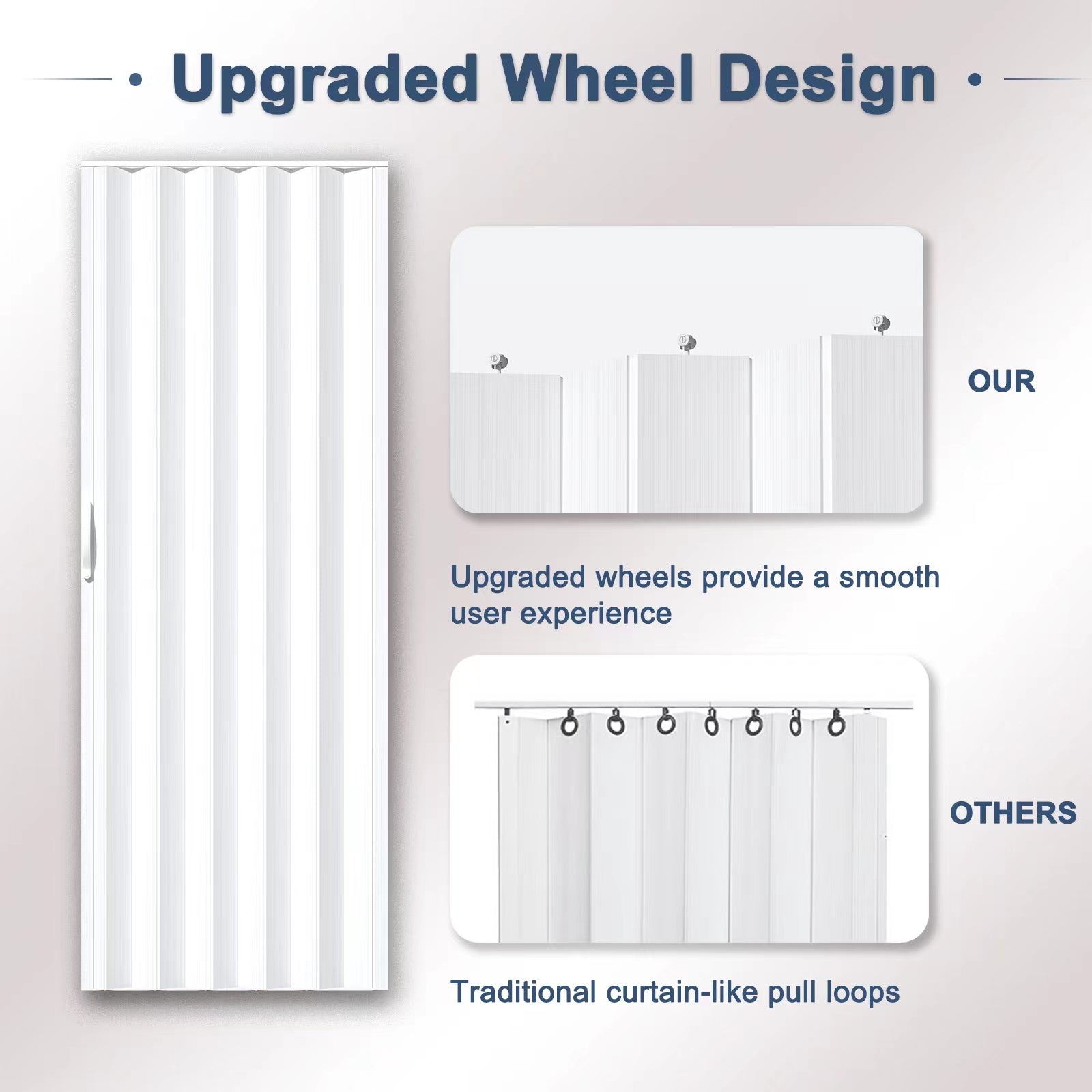 Ark Design Upgrade Dual Layer Vinyl Accordion Door with Handles and Magnetic Door Lock, 3-Lite Acrylic Glass