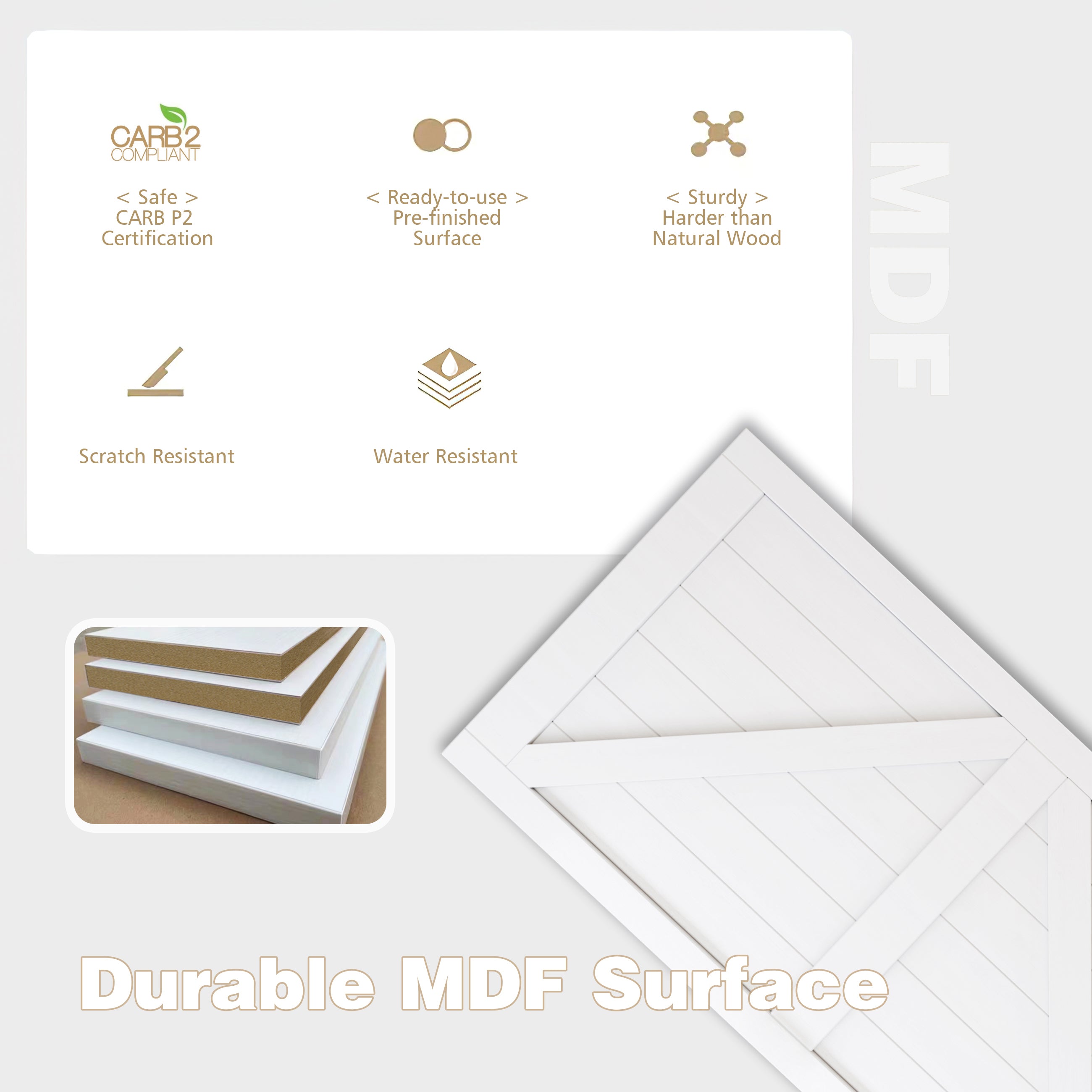 Ark Design 3-Lite Tempered Frosted Glass Closet Bifold Door with Hardware Kit & Knob, Solid Core MDF Wood & PVC Covered Finished, White