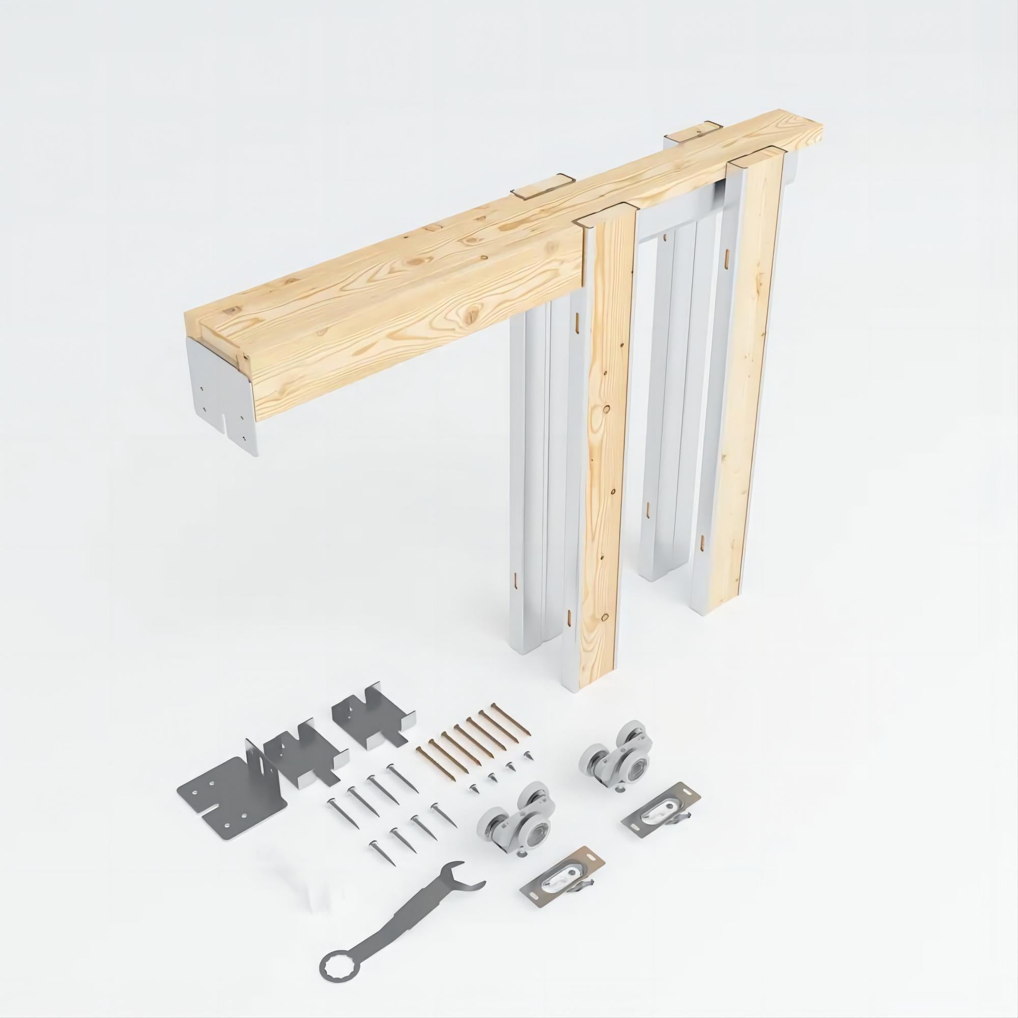 18in. to 36 in. x 80in. to 96in Universal Steel Pocket Door Frame with soft close
