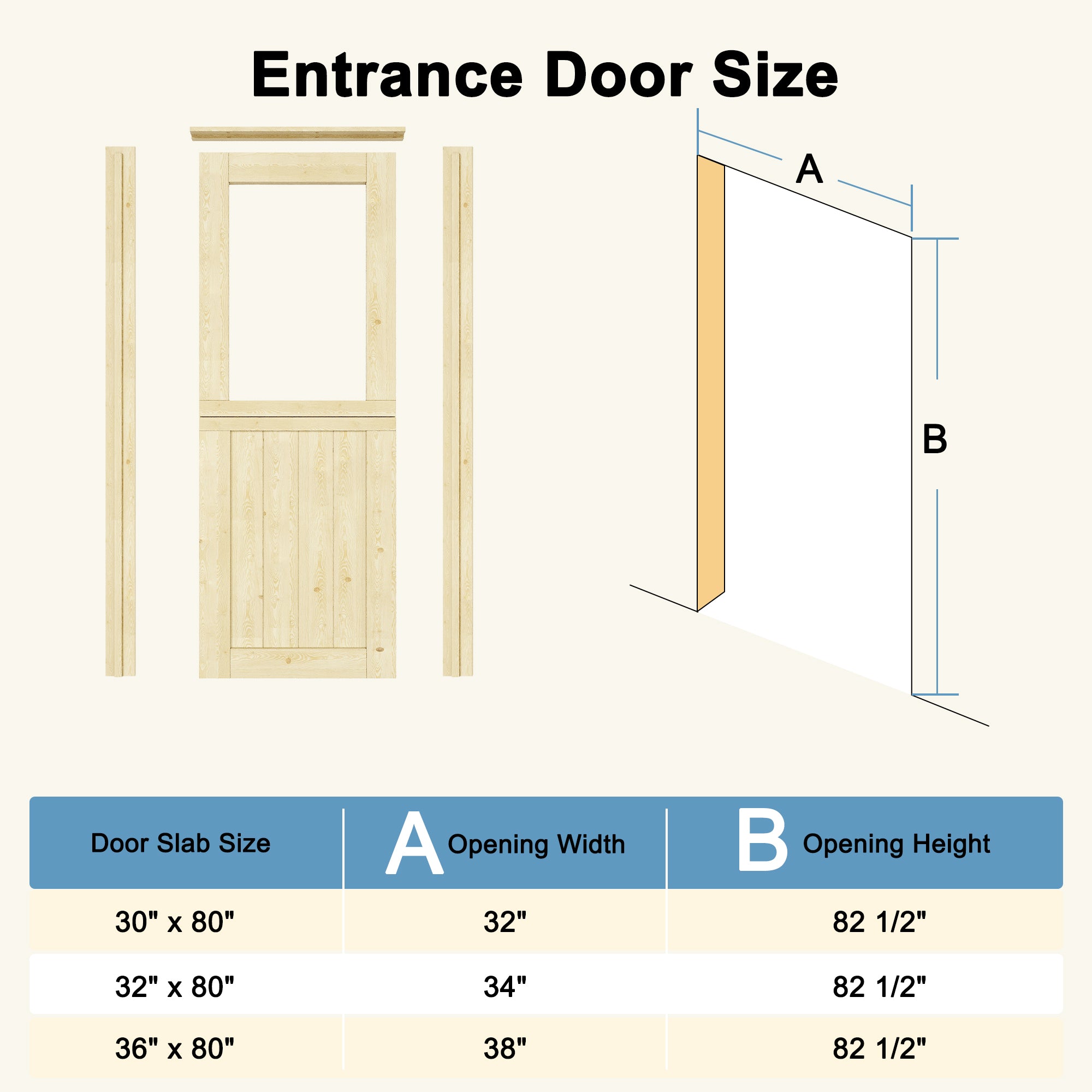 Ark Design Solid Pine Universal 1 Lite Clear Glass Unfinished Dutch Door, Pine Wood Front Door with/without Ready-to-Assemble Jamb