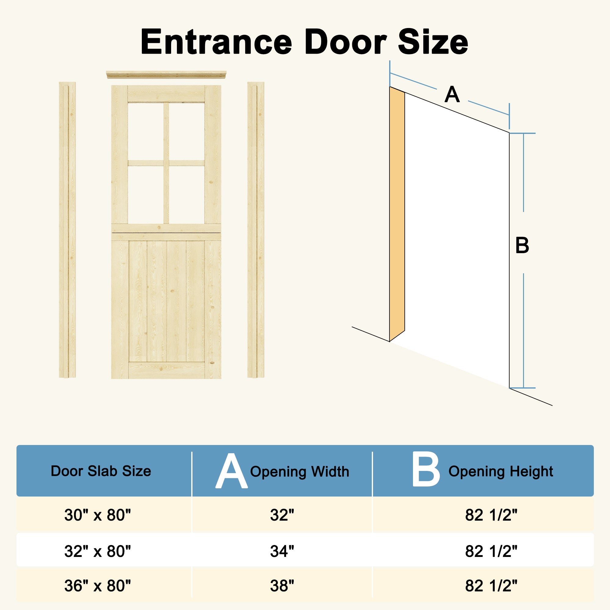 Ark Design Solid Pine Universal 4 Lite Clear Glass Unfinished Dutch Door, Pine Wood Front Door with/without Ready-to-Assemble Jamb