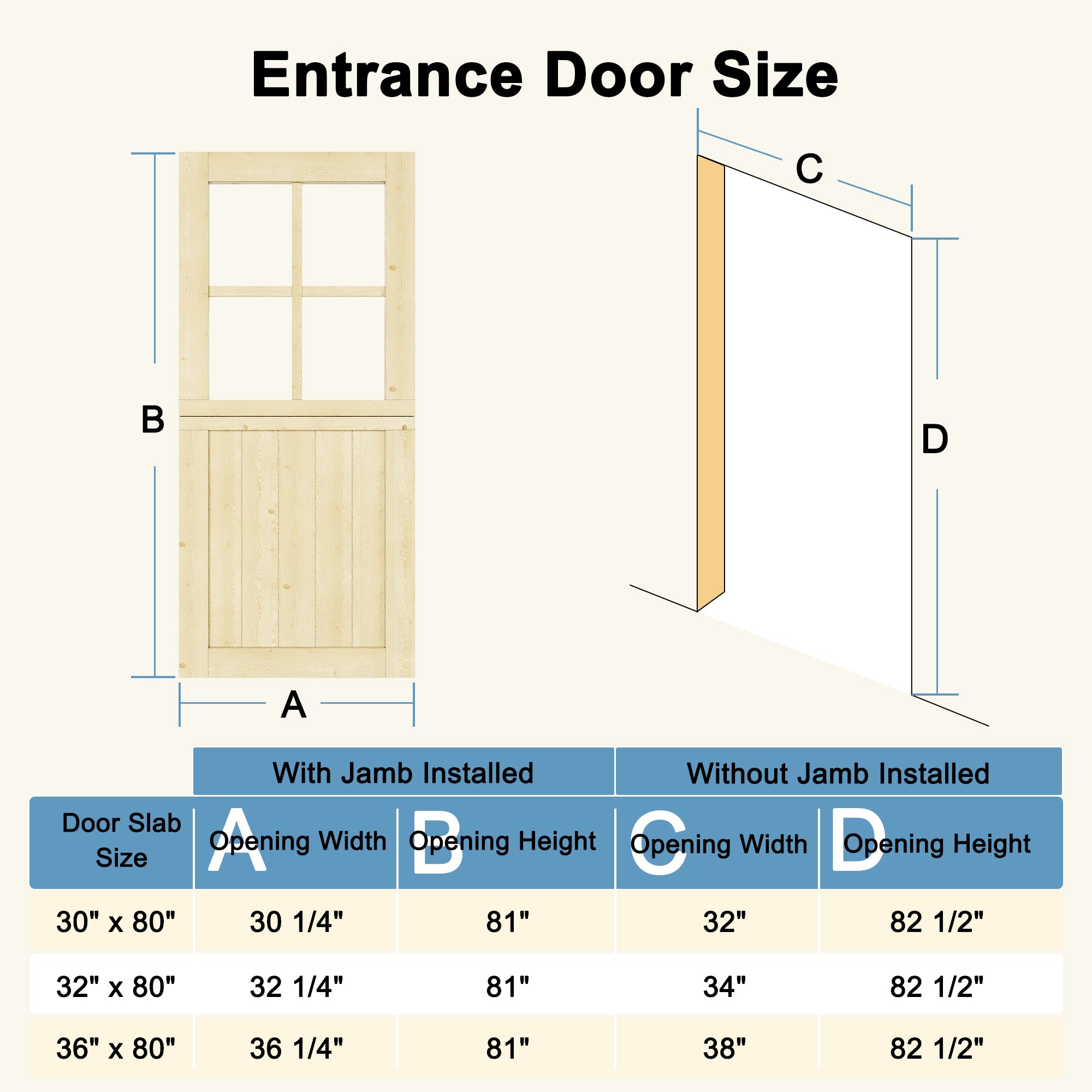 Ark Design Solid Pine Universal 4 Lite Clear Glass Unfinished Dutch Door, Pine Wood Front Door with/without Ready-to-Assemble Jamb