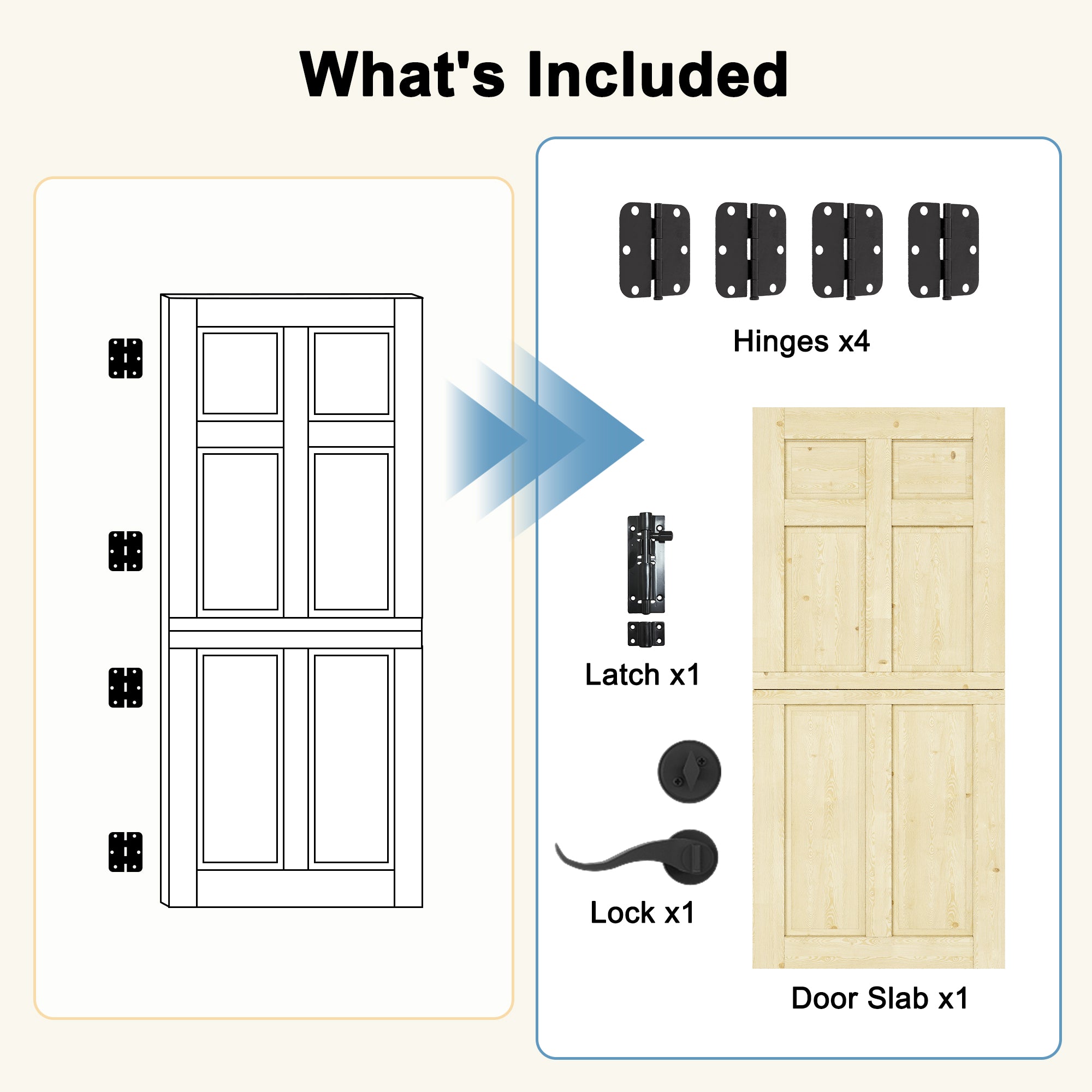 Ark Design Solid Pine Universal 6 Lite Panel Unfinished Dutch Door, Pine Wood Front Door with/without Ready-to-Assemble Jamb