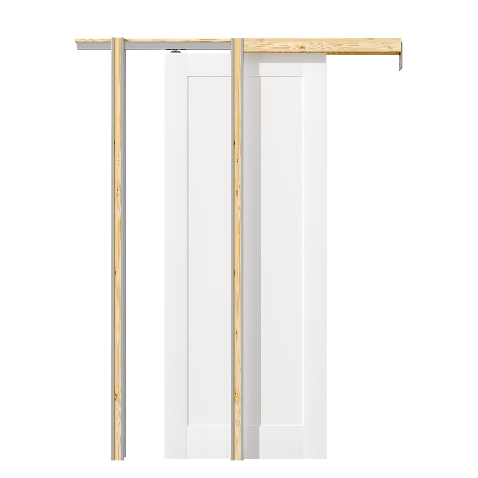 Ark Design Panel Pocket Door with Hardware Kit & Soft Close & Frame, Solid Core MDF Wood & Paint-grade Finished, White