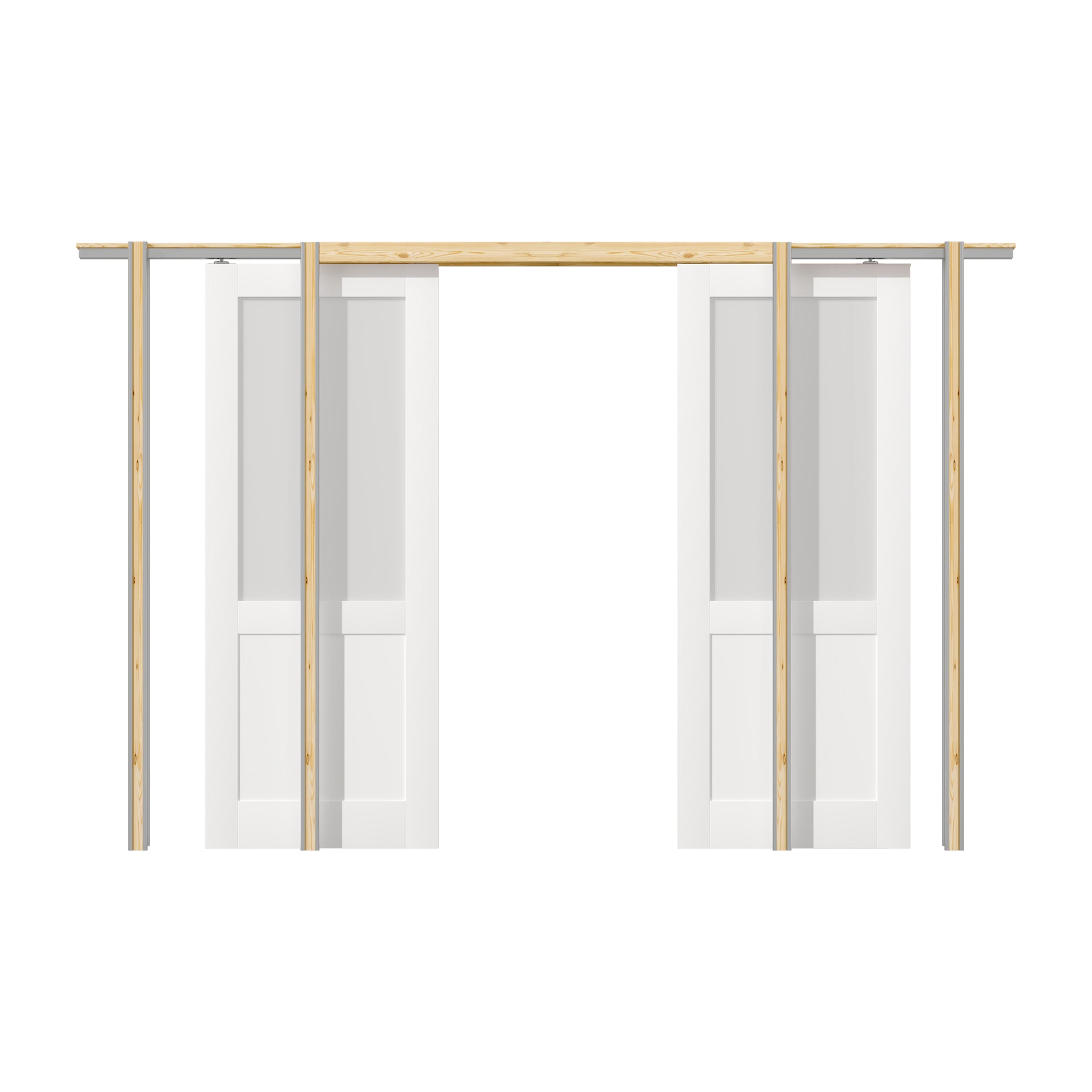 Ark Design Half Lite Tempered Frosted Glass Pocket Door with Hardware Kit & Soft Close & Frame, Solid Core MDF Wood & Paint-grade Finished, White