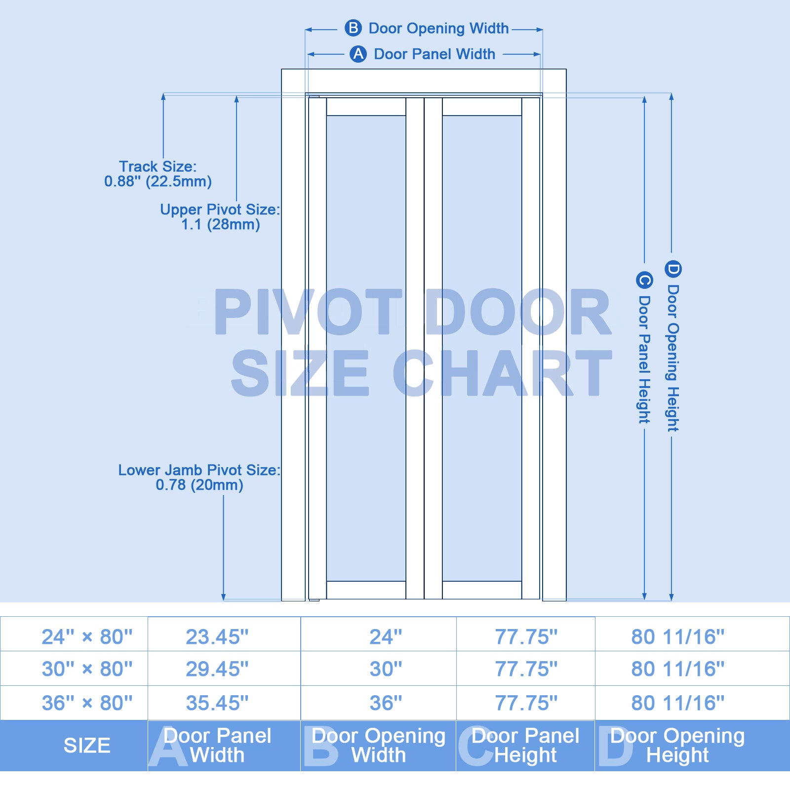 Ark Design 6-Lite Tempered Frosted Glass French Pivot Door with Hardware Kit, Solid Core MDF Wood & PVC Covered Finished, White