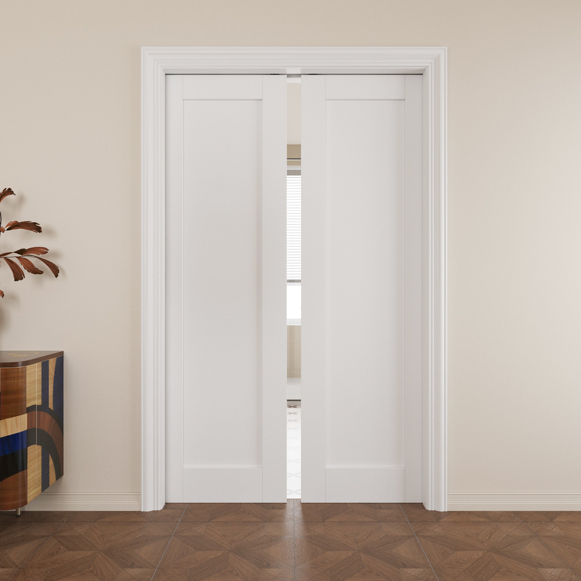 Ark Design Panel Pocket Door with Hardware Kit & Soft Close & Frame, Solid Core MDF Wood & Paint-grade Finished, White