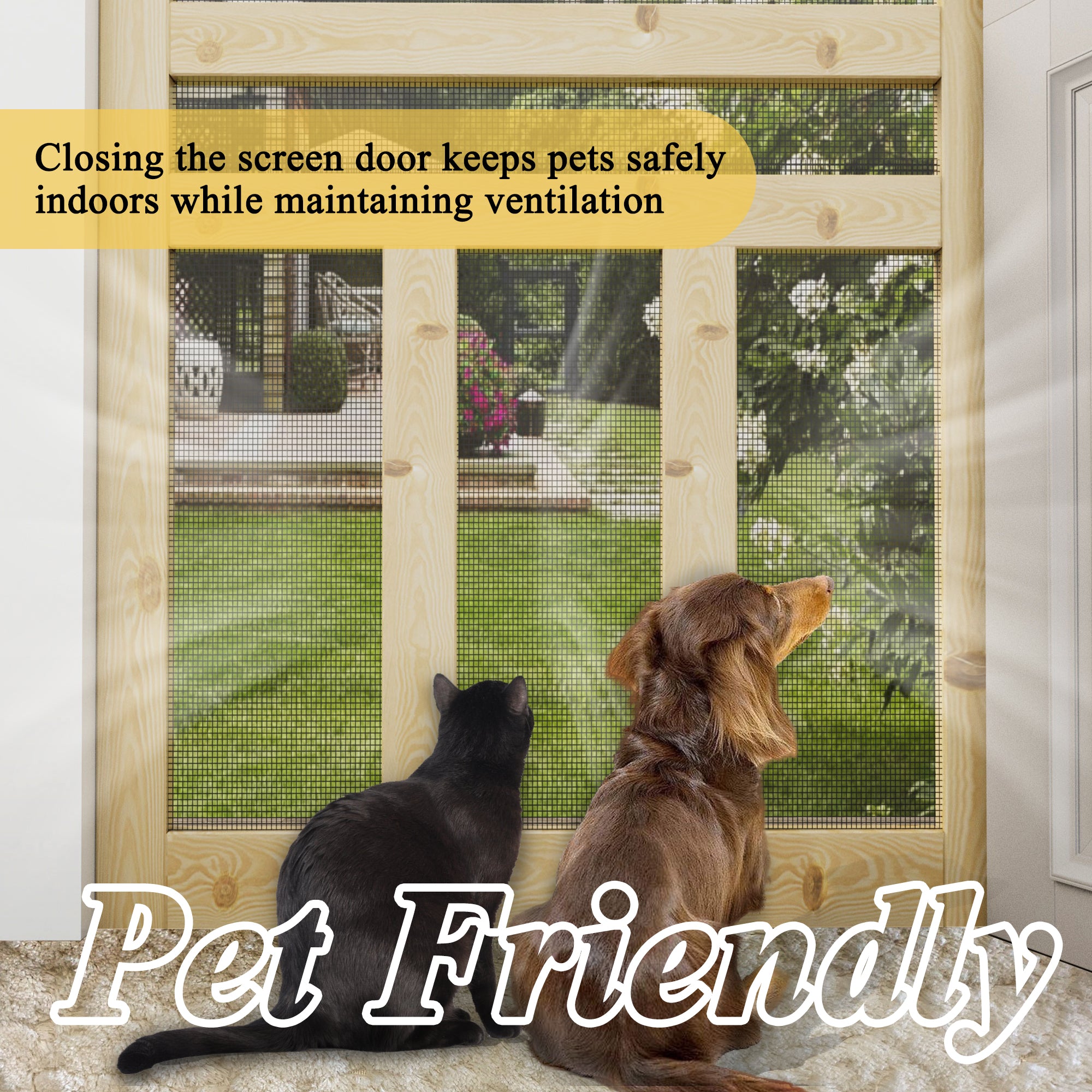 Ark Design Single Universal Paneled Unfinished Pine Wood and Gauze Mesh Hinged Screen Door
