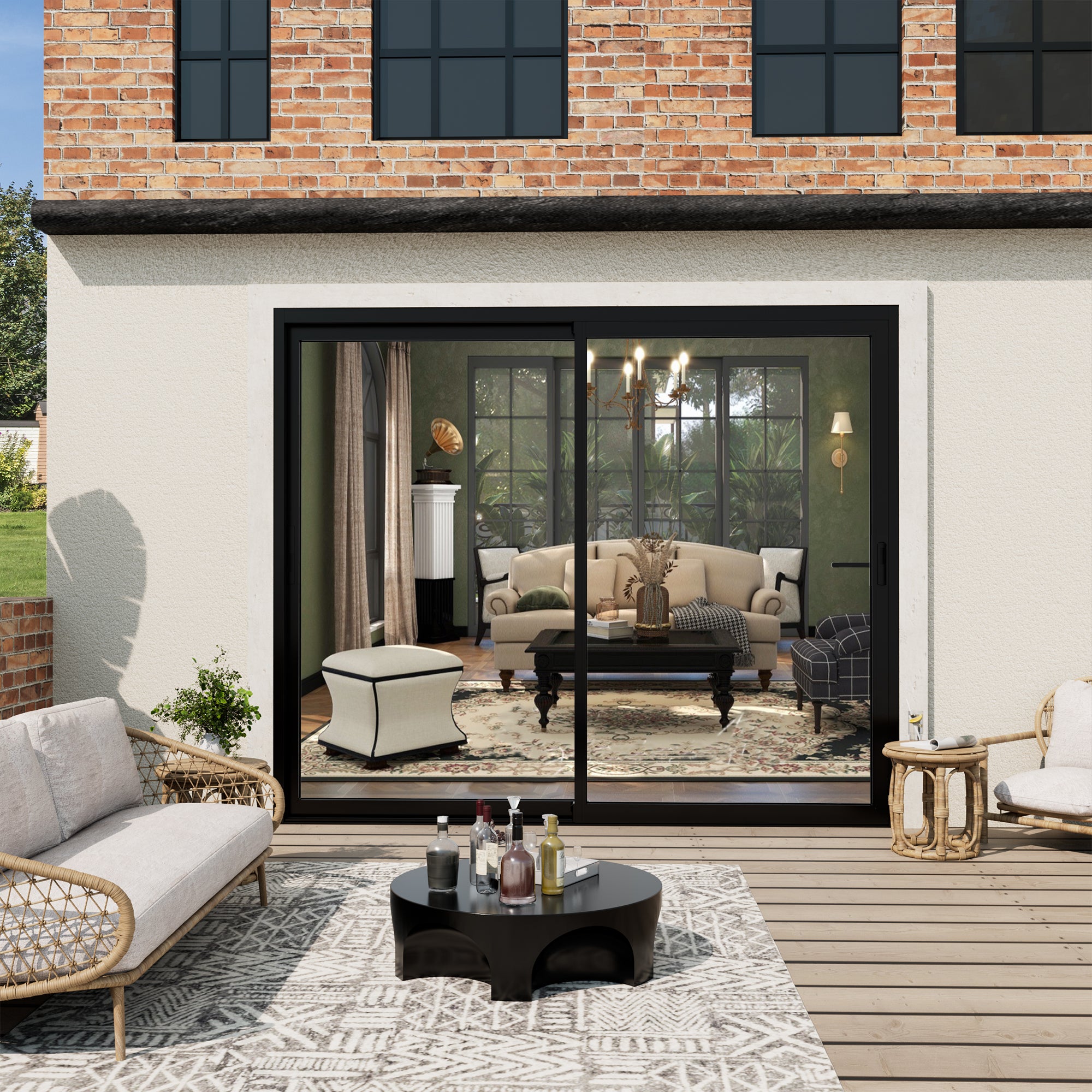 Custom Matte Black Universal Aluminum Multi-Sliding Patio Door with Double Glazed Low-E Glass