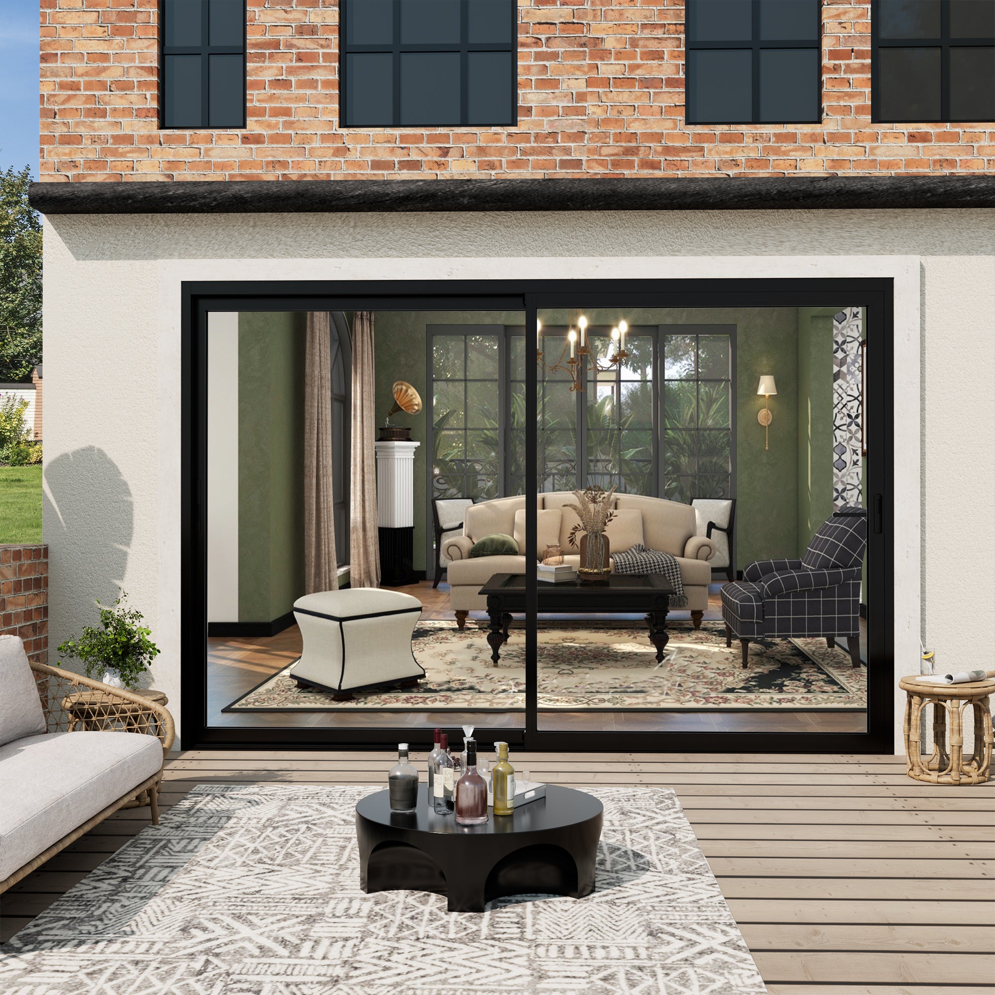 Custom Matte Black Universal Aluminum Multi-Sliding Patio Door with Double Glazed Low-E Glass