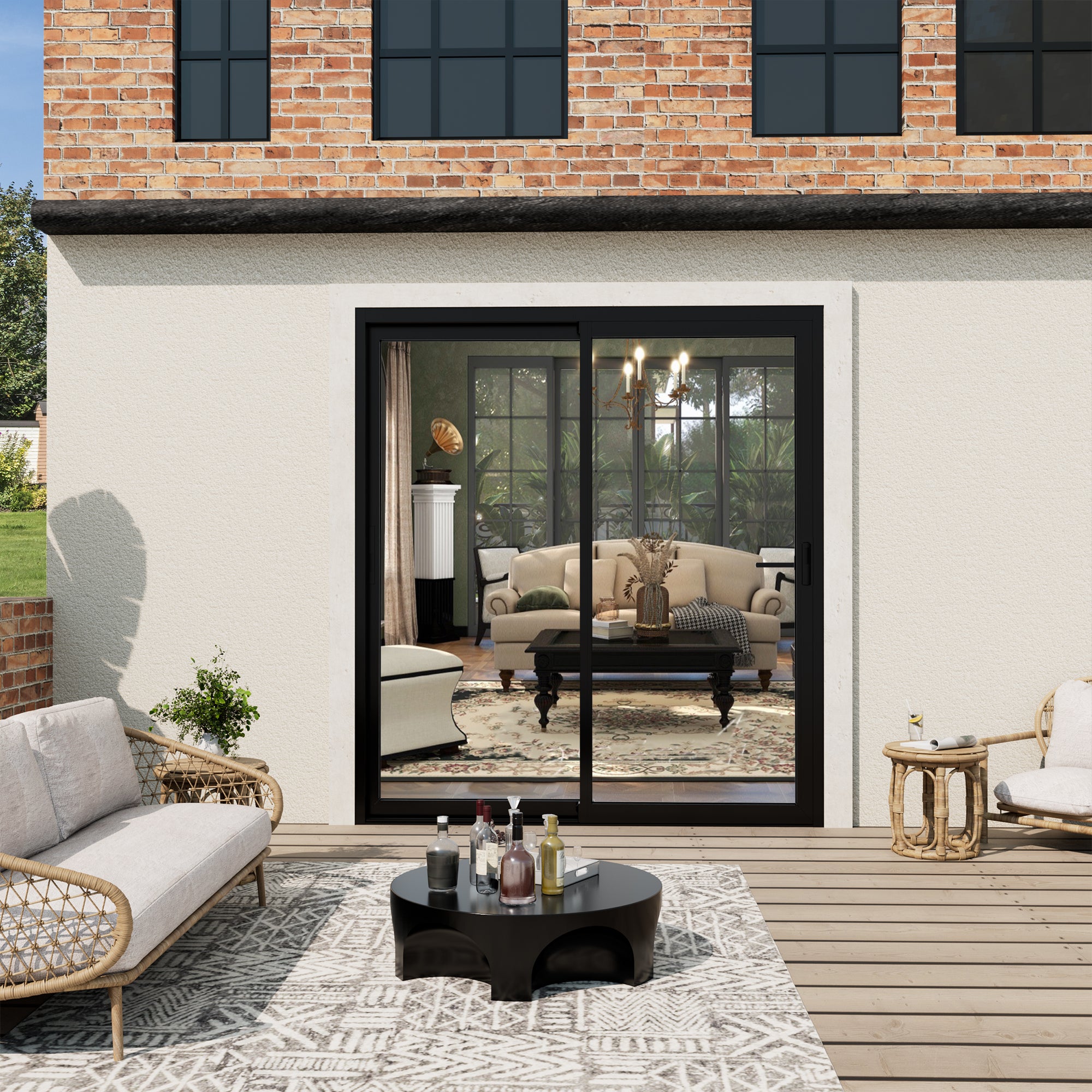 Custom Matte Black Universal Aluminum Multi-Sliding Patio Door with Double Glazed Low-E Glass