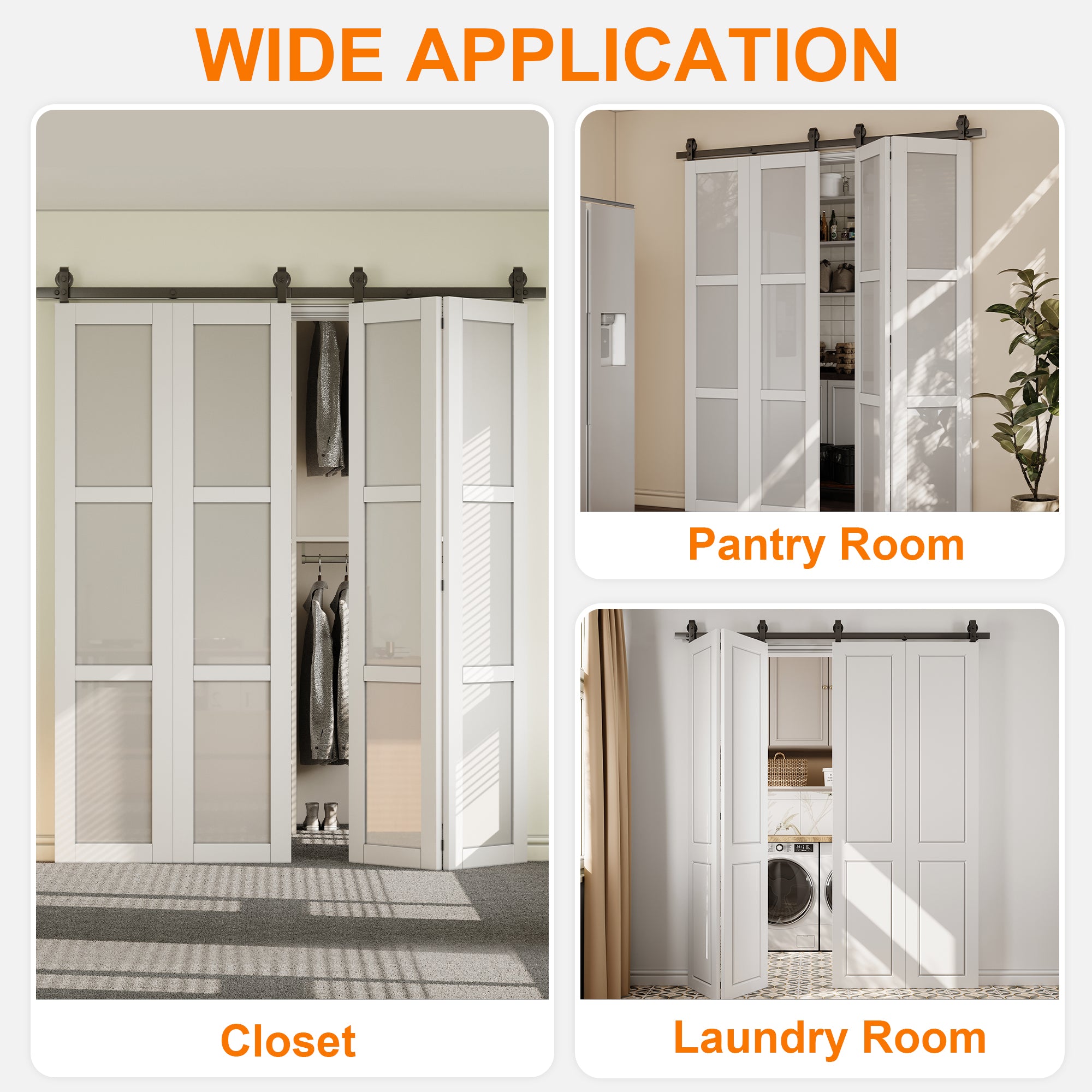 Ark Design Bifold Barn Door Top-mounted Hardware Kit for 4 doors