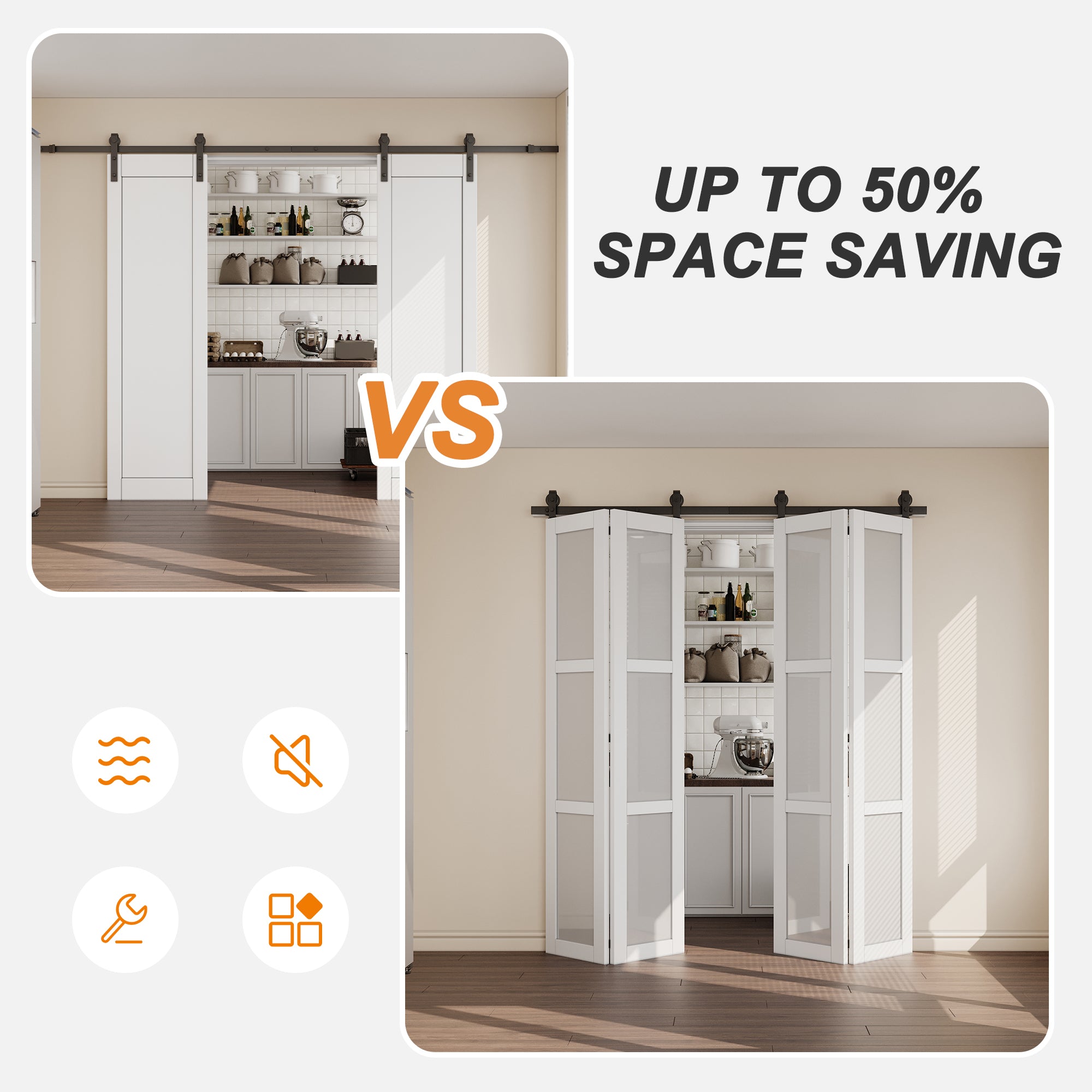 Ark Design Bifold Barn Door Top-mounted Hardware Kit for 4 doors