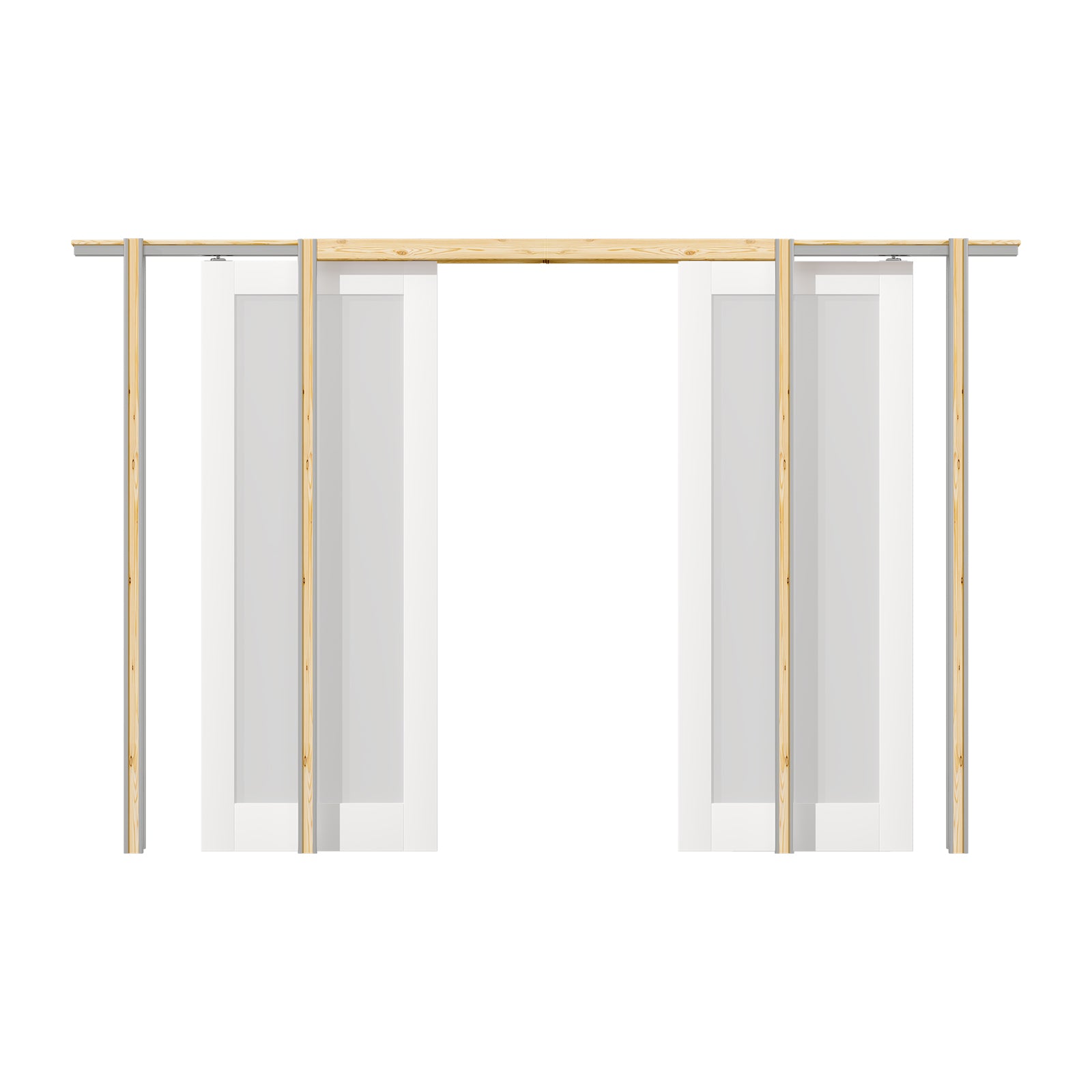 Ark Design Tempered Frosted Glass Pocket Door with Hardware Kit & Soft Close, MDF Wood & Paint-grade Finished, White