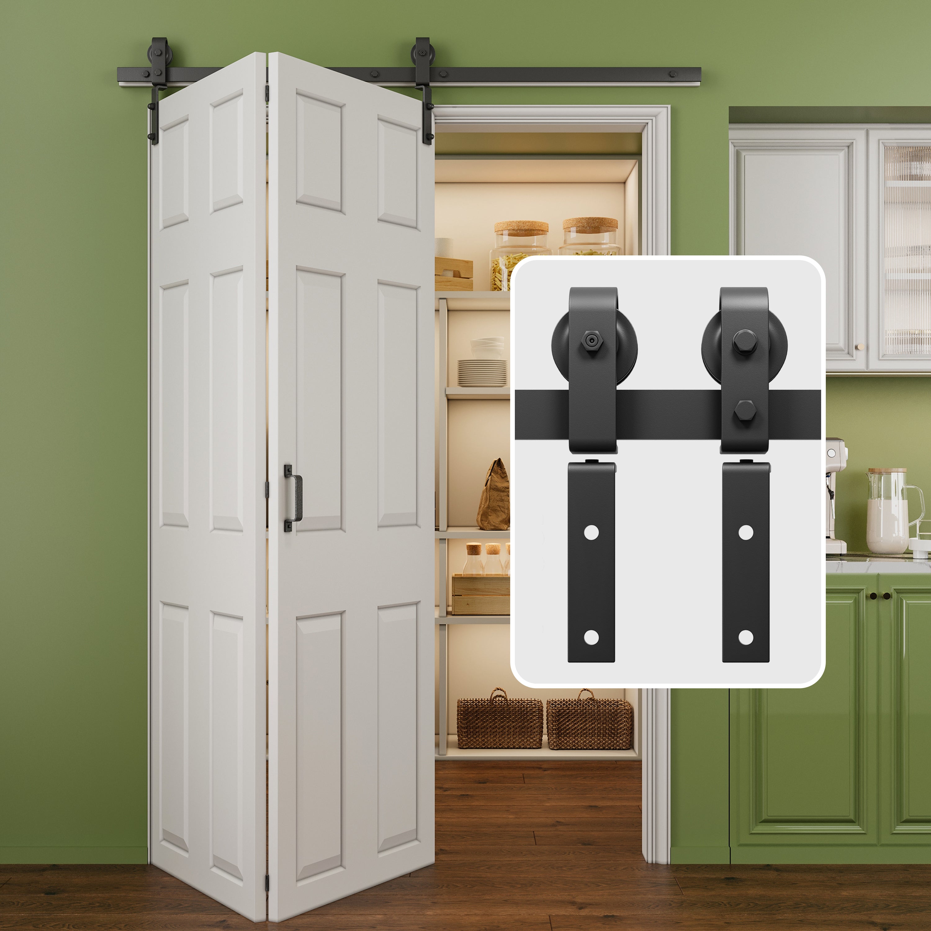 Ark Design Bifold Barn Door Side-mounted Hardware Kit for 2 doors