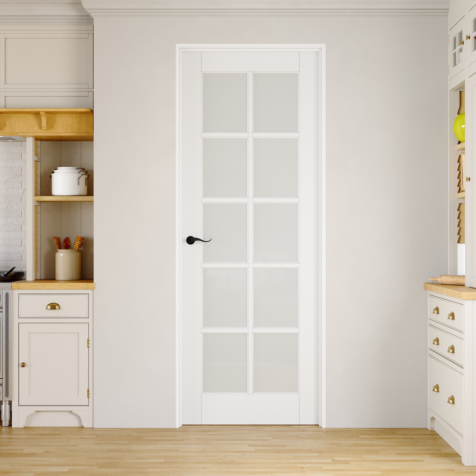 Ark Design 10-Lite Frosted Glass Door Slab with/without Prehung Kit, White