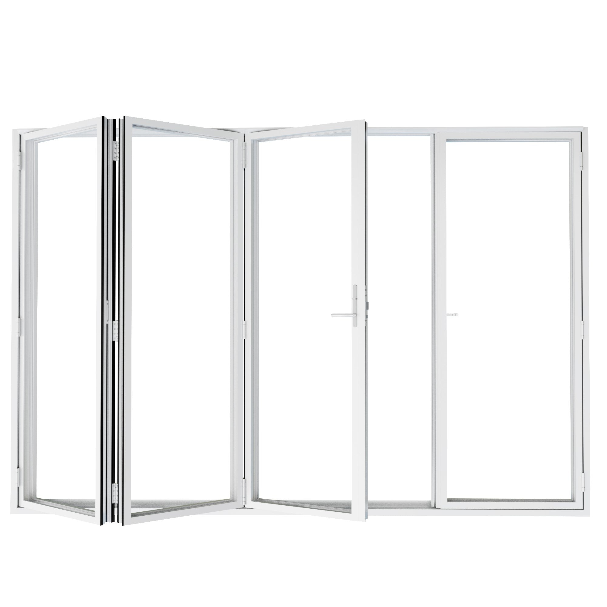 Ark Design 4 Panel Center Opening Outswing Double Tempered Glass White Aluminum Folding Patio Door