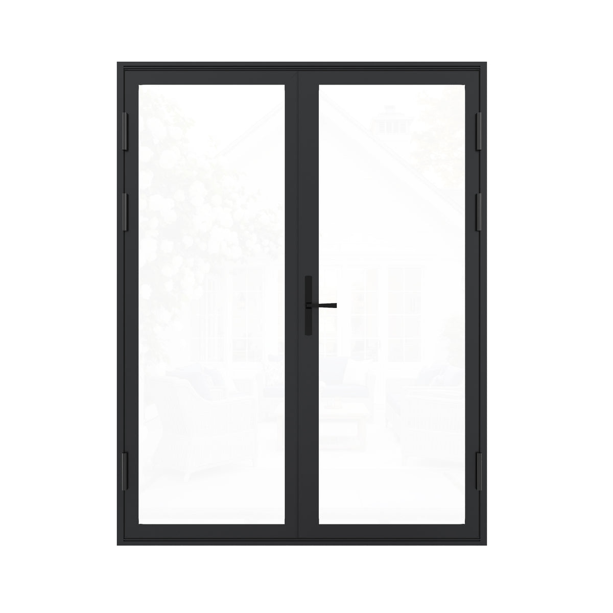Ark Design 72 in. x 80 in. French Double Black Aluminum Patio Door with Tempered Glass