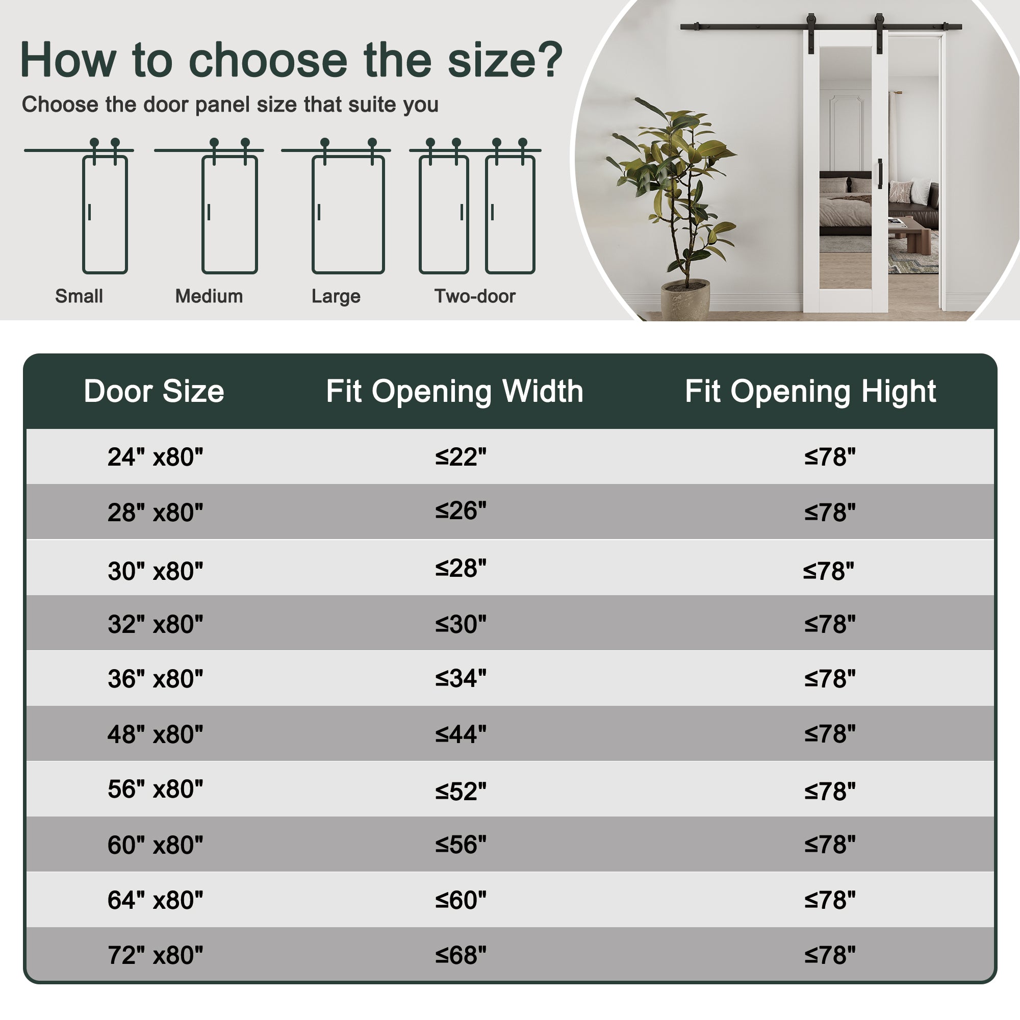 Ark Design 1-Lite Mirrored Glass White Primed Top Mounted  Double Sliding Barn Doors with Hardware Kit