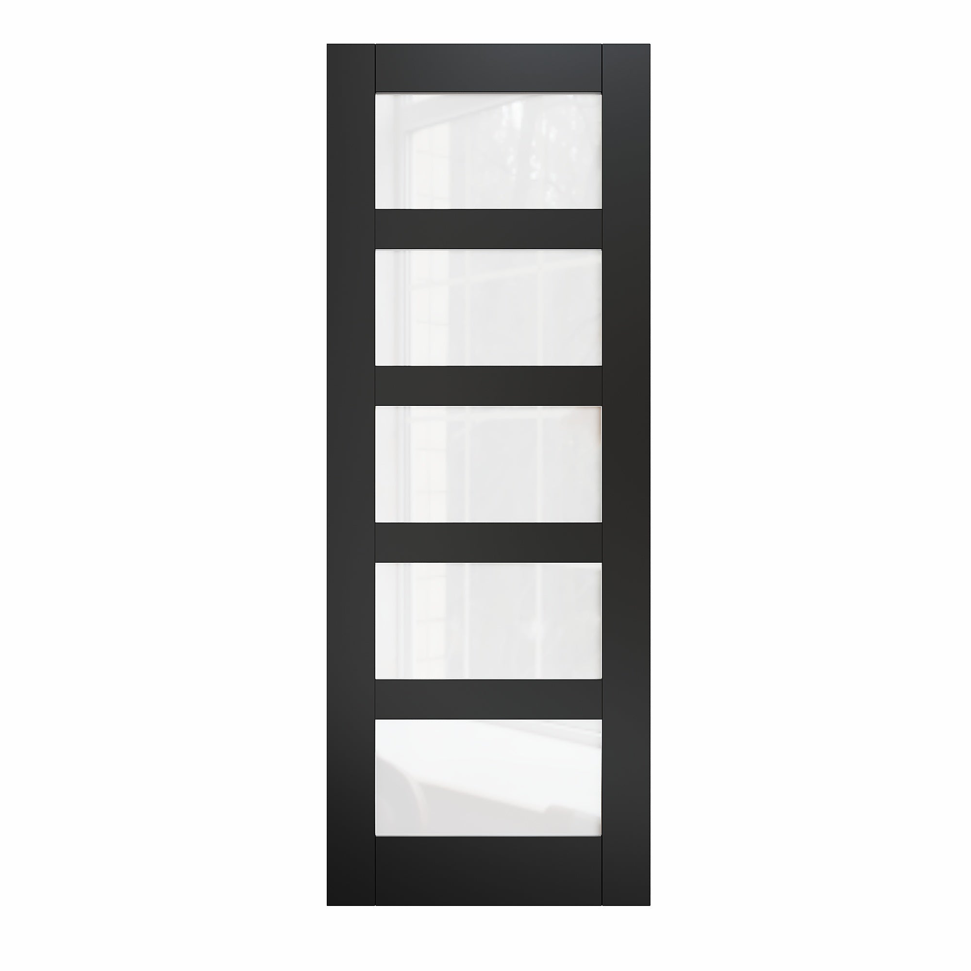 Ark Design 5-Lite Frosted Glass Door Slab with/without White Prehung Kit, Black