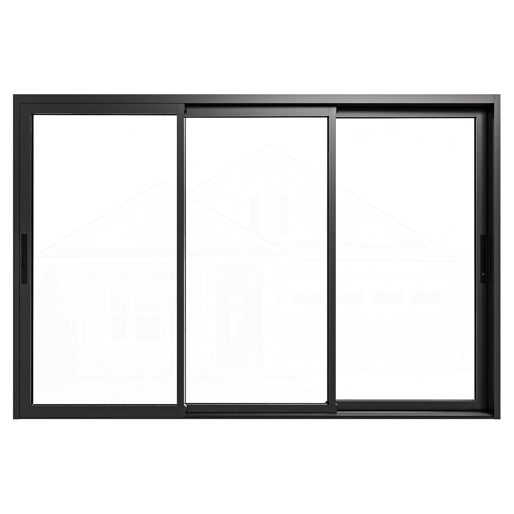 3 Panel Matte Black Aluminum Multi-Sliding Patio Door with Double Glazed Low-E Glass