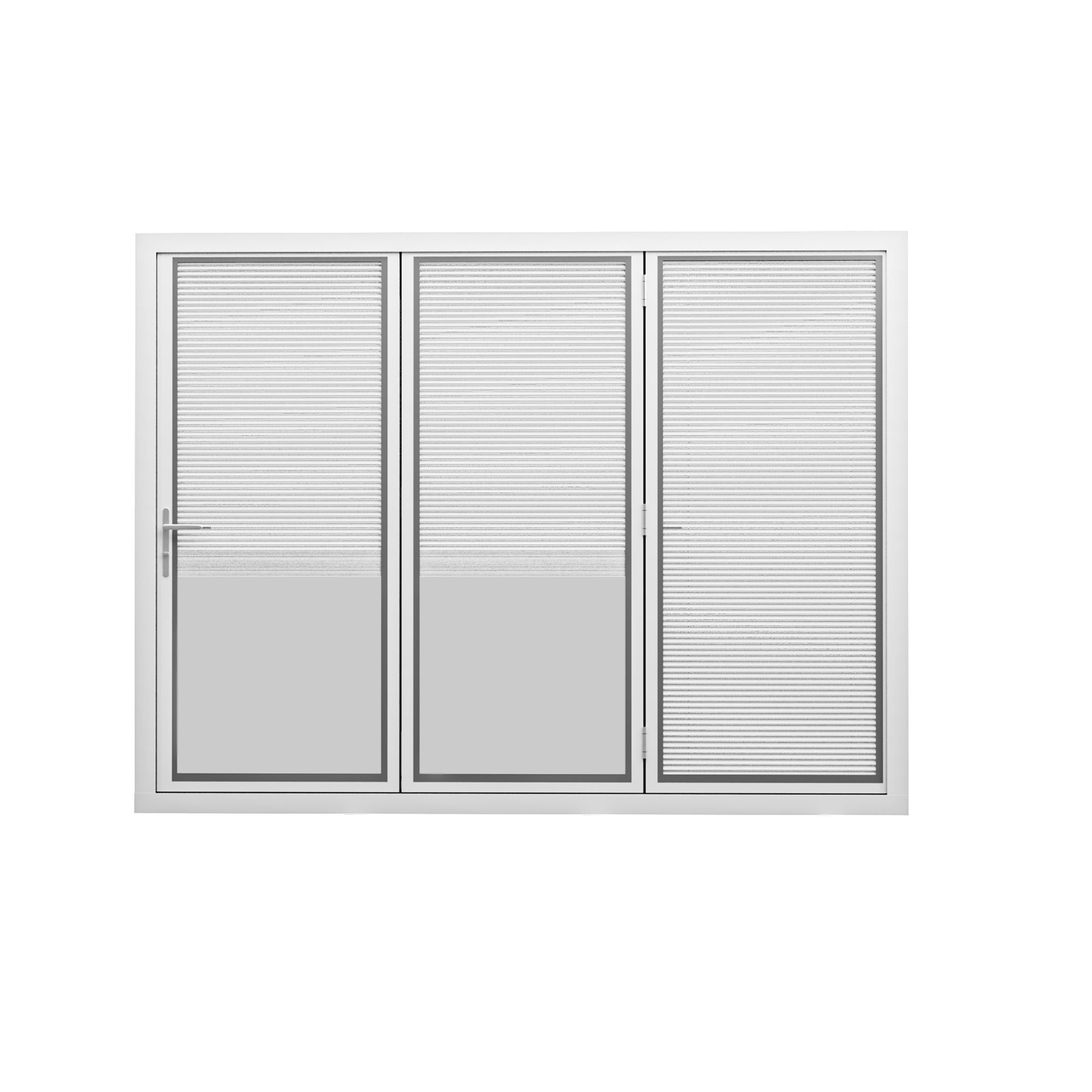 Ark Design 3 Panel Center Opening Outswing Double Louver White Aluminum Folding Patio Door