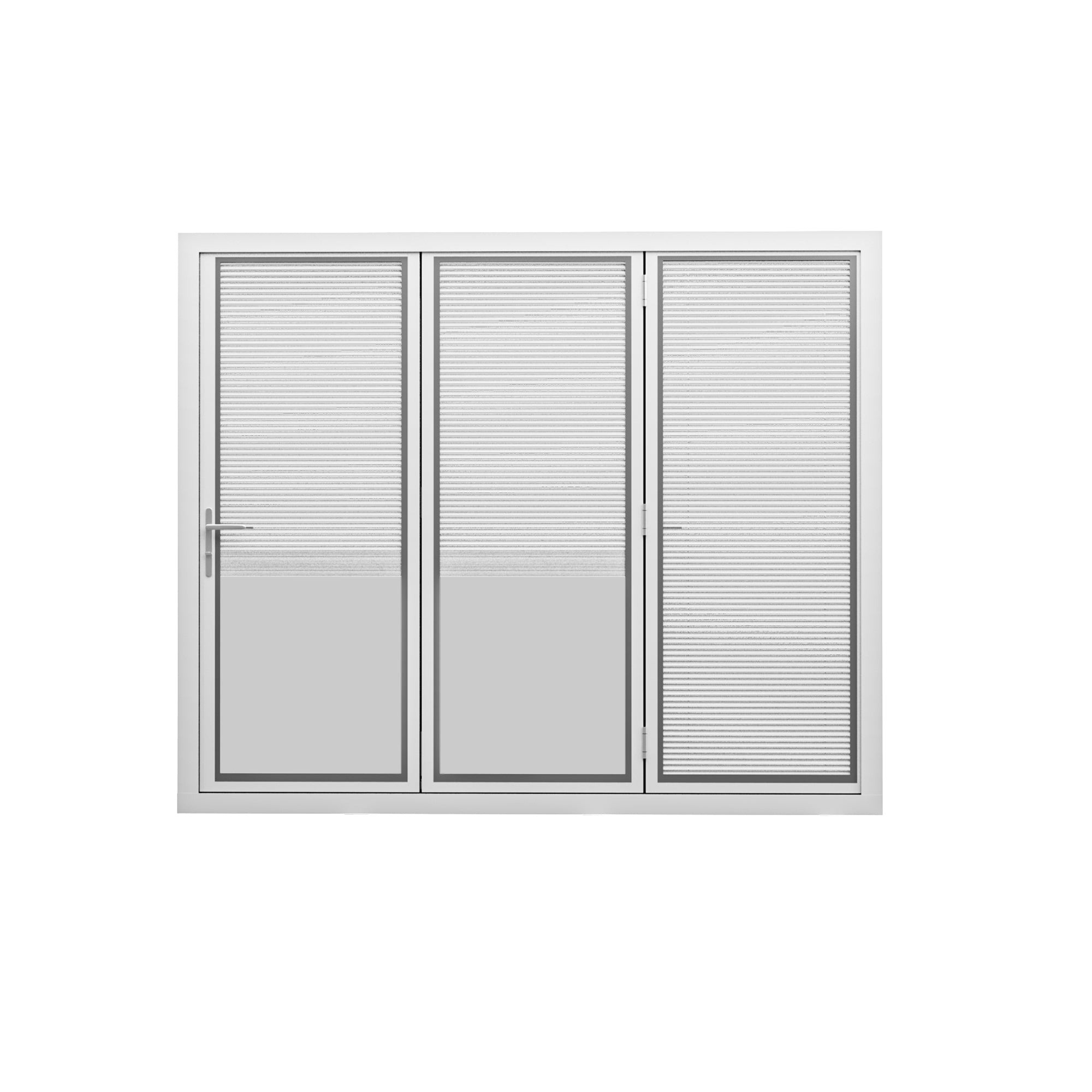 Ark Design 3 Panel Center Opening Outswing Double Louver White Aluminum Folding Patio Door