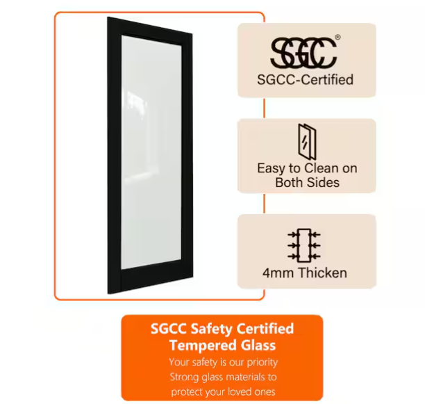 Ark Design 5-Lite Frosted Glass Door Slab with/without White Prehung Kit, Black