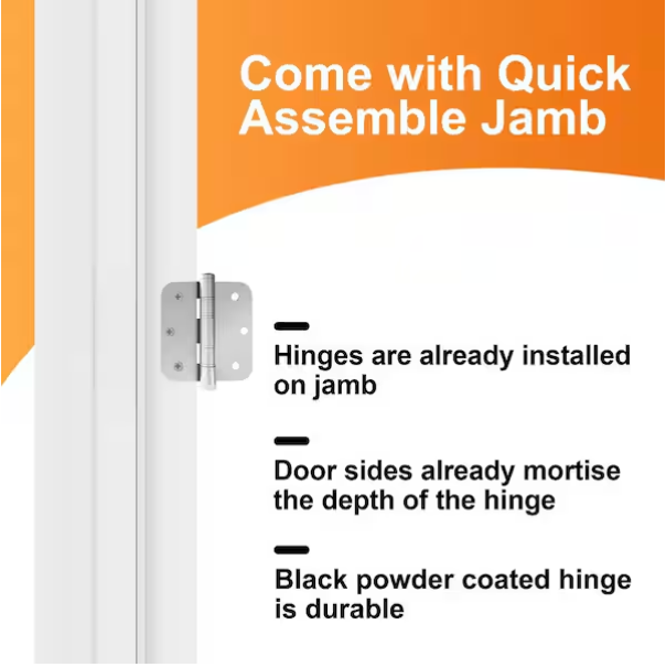 Ark Design Ready-to-Assemble Primed Prehung French Door Jamb Frame kit, Primed Composite Door Frame Kit with all hardware, Adjustable Size