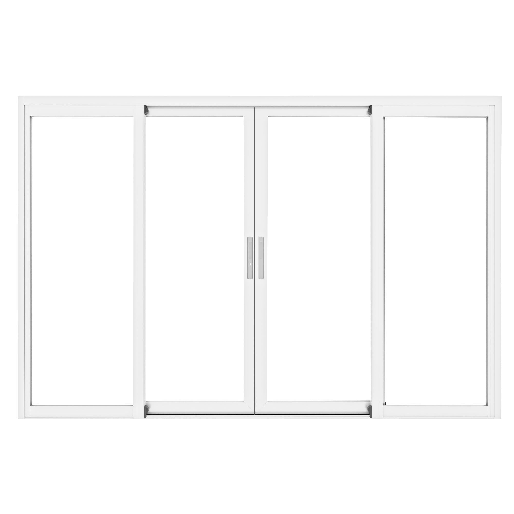 4 Panel Matte White Aluminum Multi-Sliding Patio Door with Double Glazed Low-E Glass