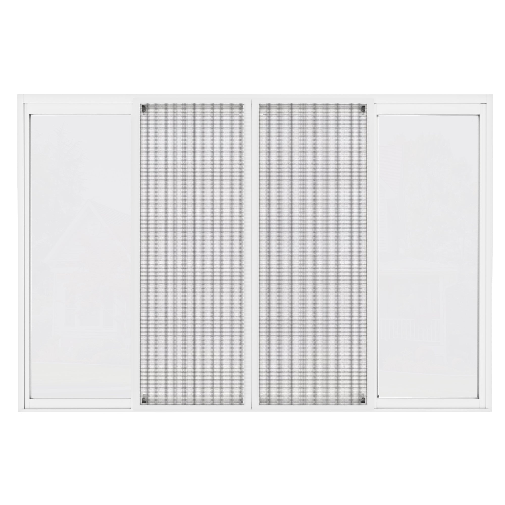 4 Panel Matte White Aluminum Multi-Sliding Patio Door with Double Glazed Low-E Glass