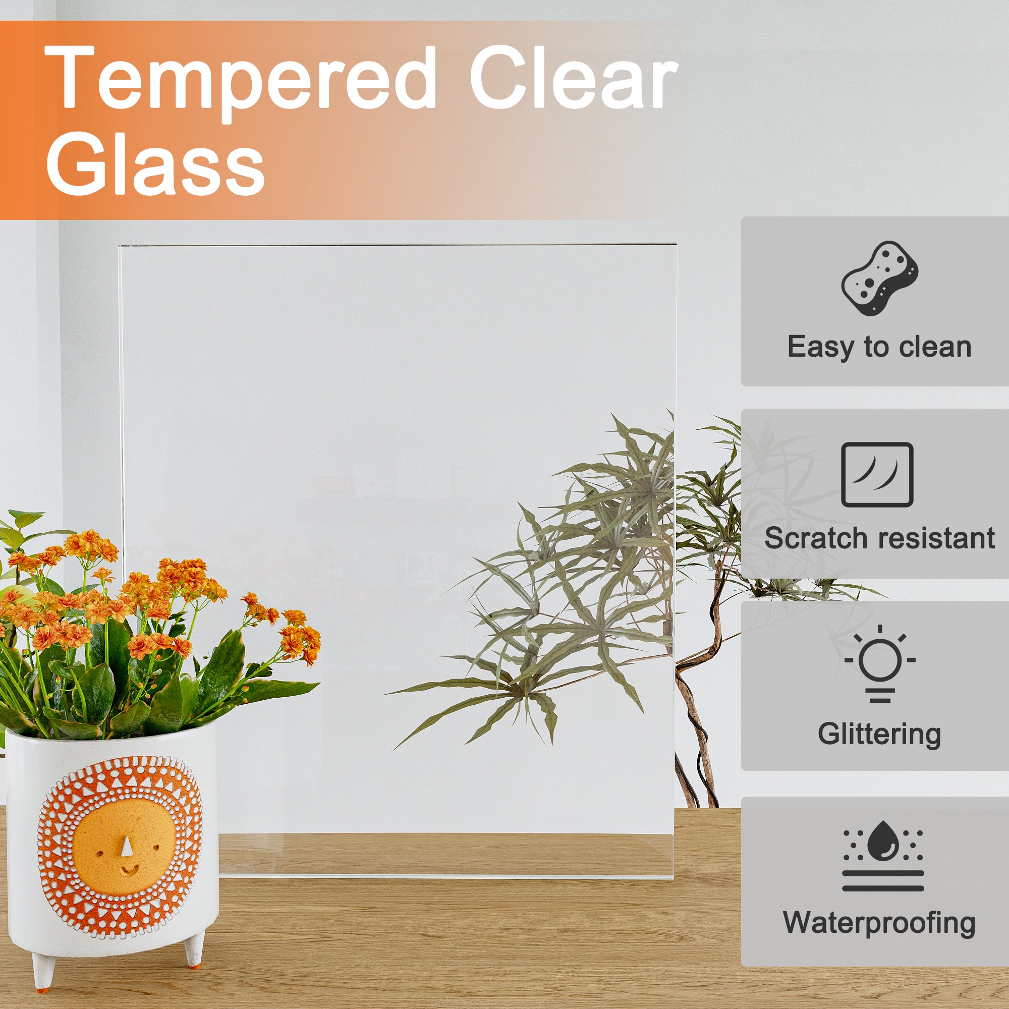 Ark Design 1-Lite Tempered Clear Glass Bypass Sliding Closet Door with Hardware Kit,Black Aluminum Frame